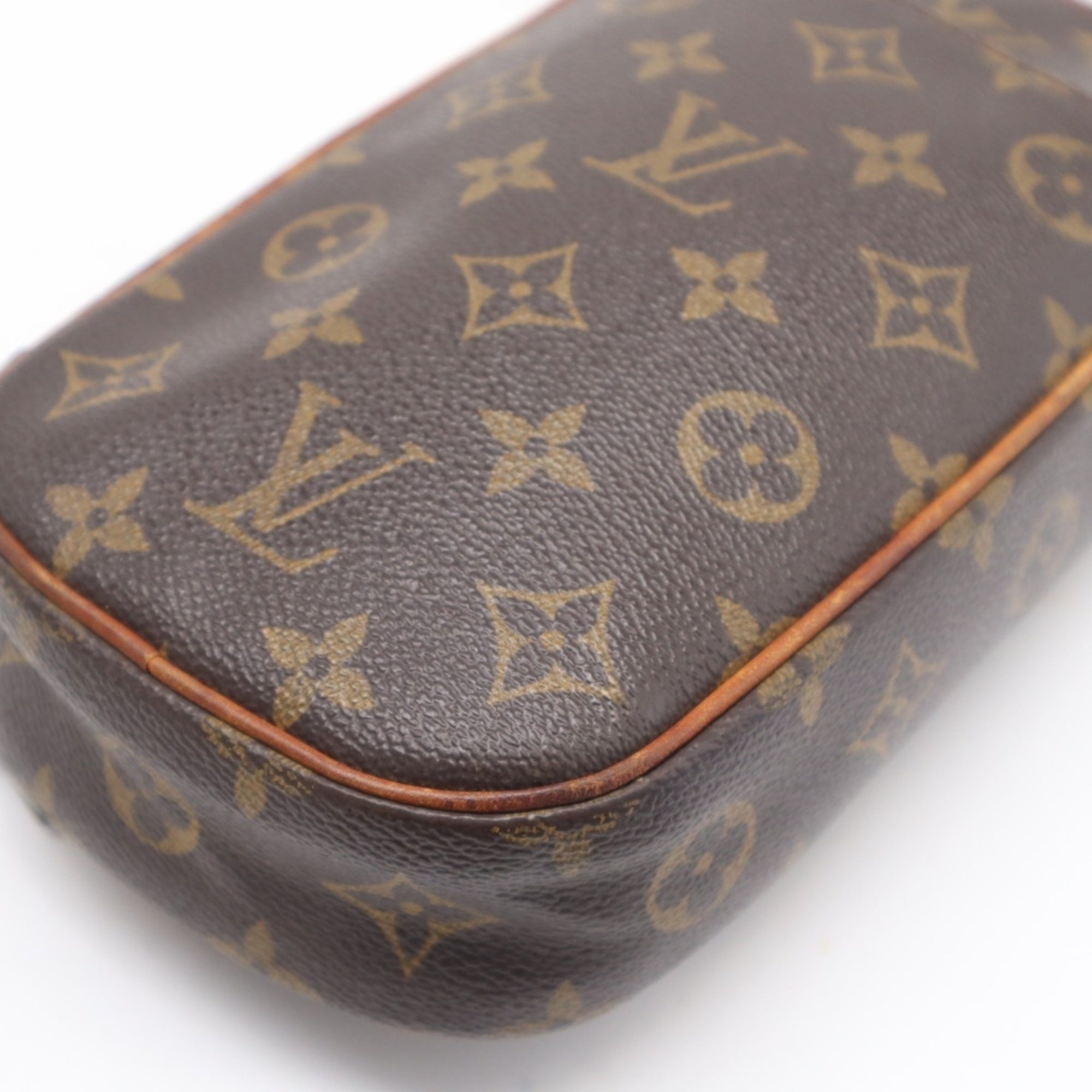 Louis Vuitton Monogram Brown Coated Canvas Leather Pochette Shoulder Bag (Pre-Owned)