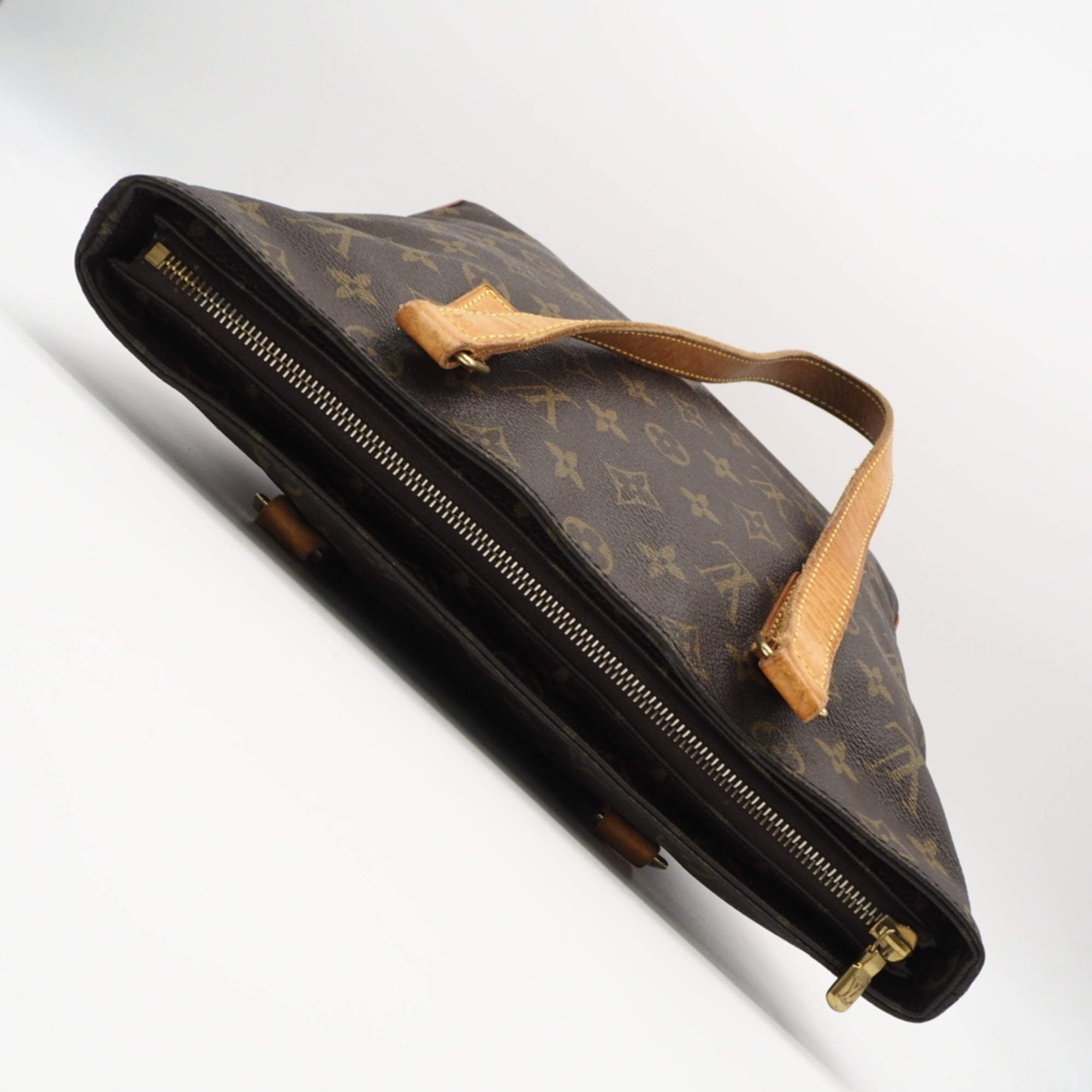 Louis Vuitton Beige Brown Coated Canvas Leather Handbag (Pre-Owned)