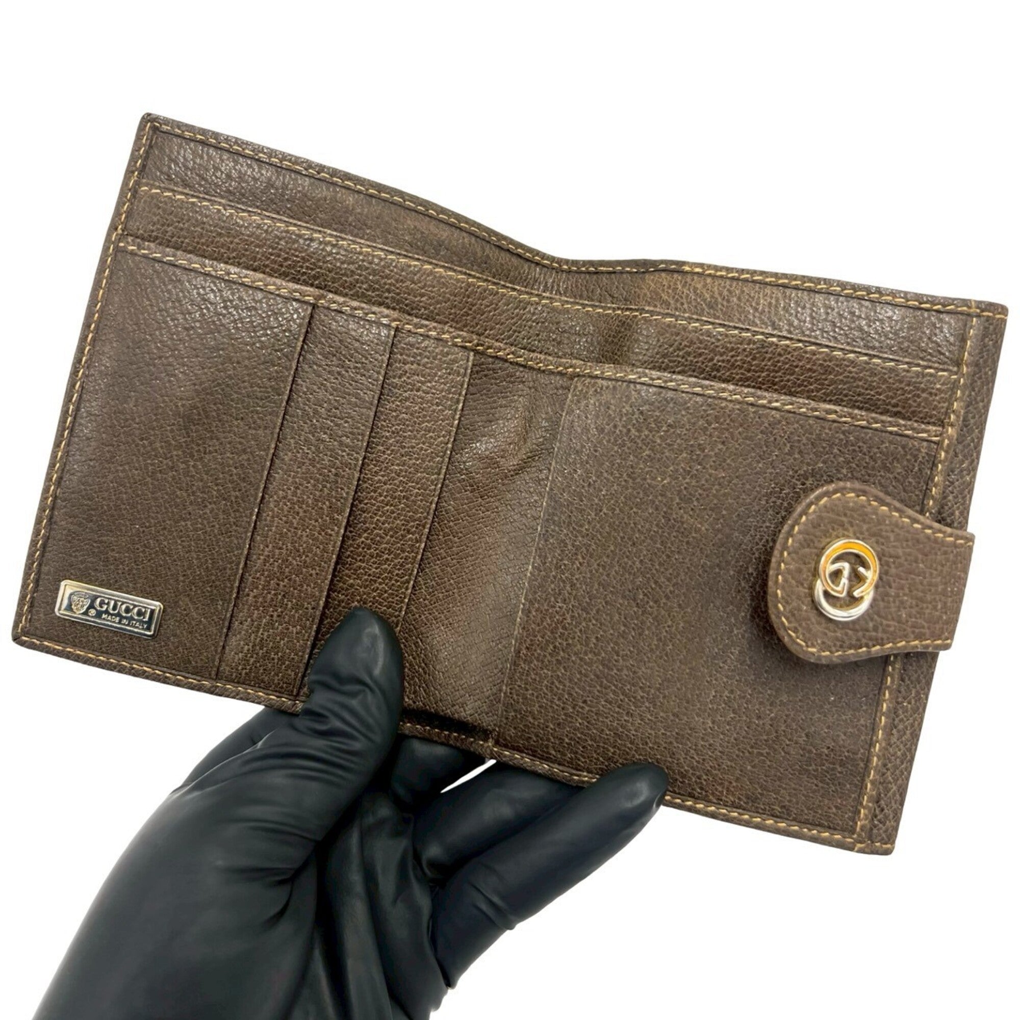 Gucci Brown Canvas Leather Wallet (Bi-Fold) (Pre-Owned)
