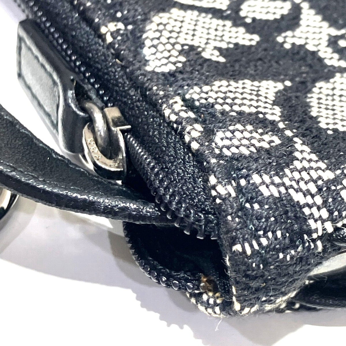 Christian Dior Black White Canvas Leather Coin Purse/Coin Case (Pre-Owned)