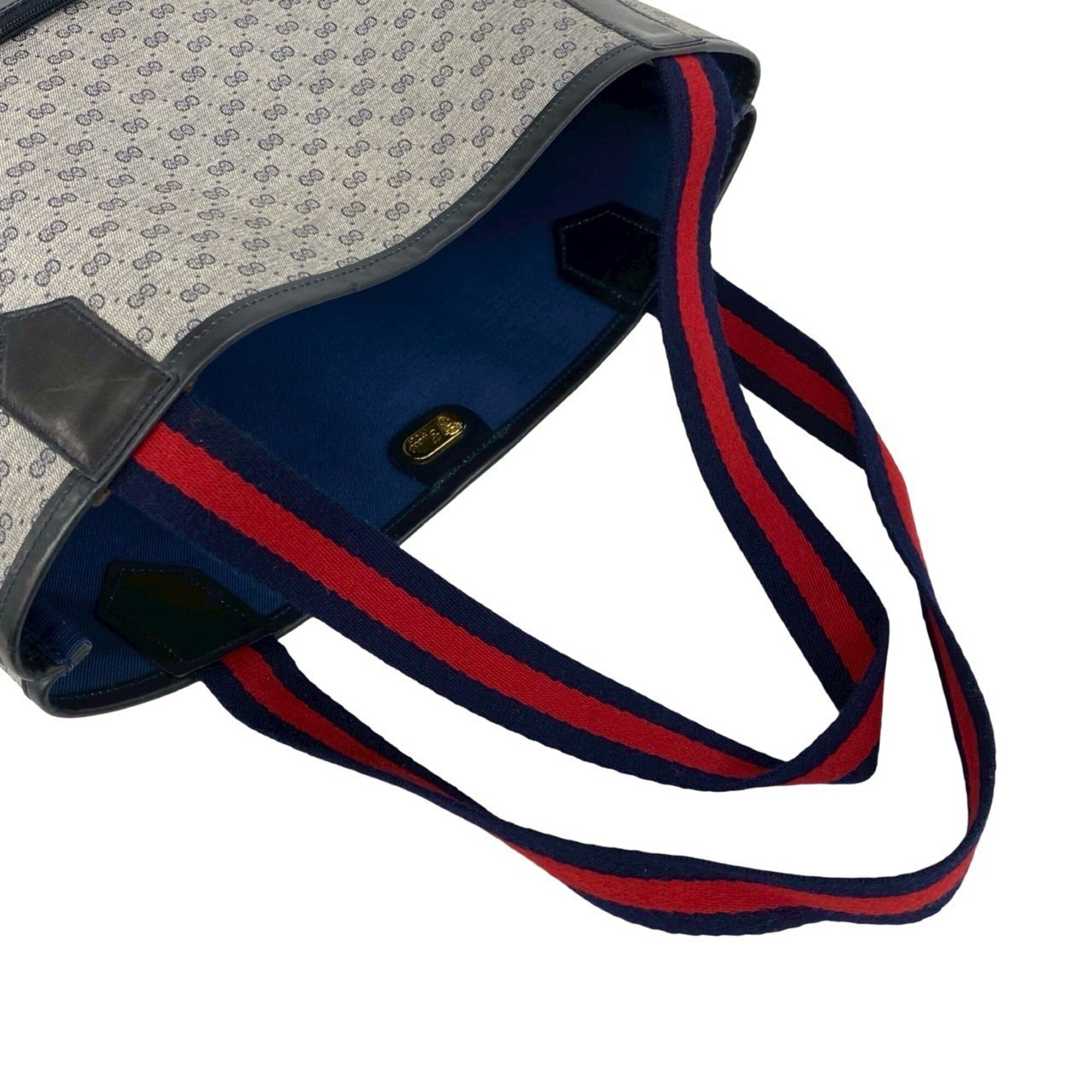 Gucci Navy Red Color Leather Pvc Handbag Tote Bag (Pre-Owned)