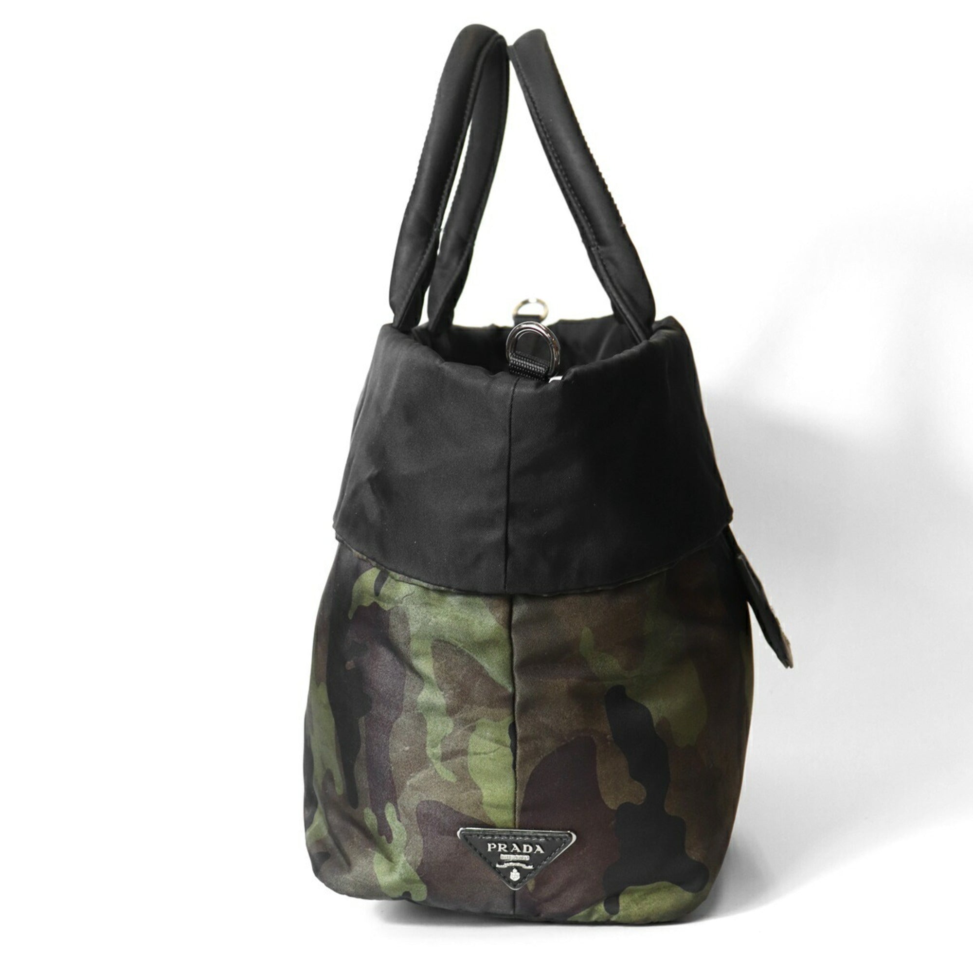 Prada Camouflage Green Khaki Nylon Handbag Shoulder Bag Tote Bag (Pre-Owned)
