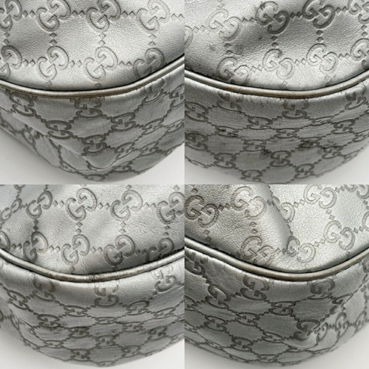 Gucci Metallic Silver Leather Shoulder Bag (Pre-Owned)