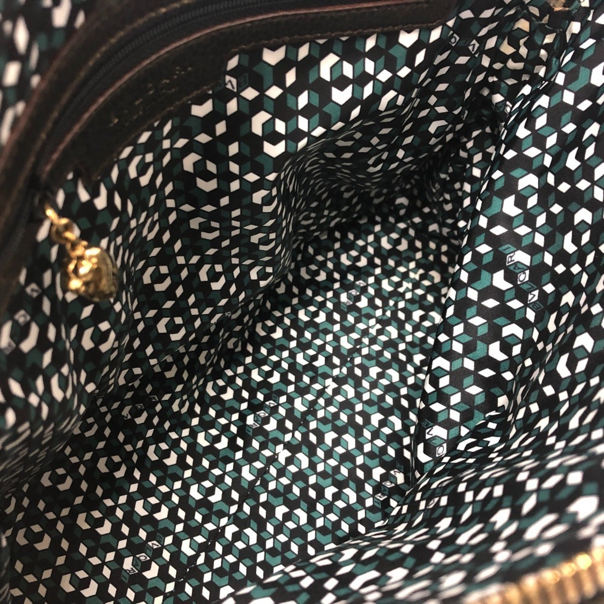Bvlgari Bronze Leather Handbag Shoulder Bag Tote Bag (Pre-Owned)