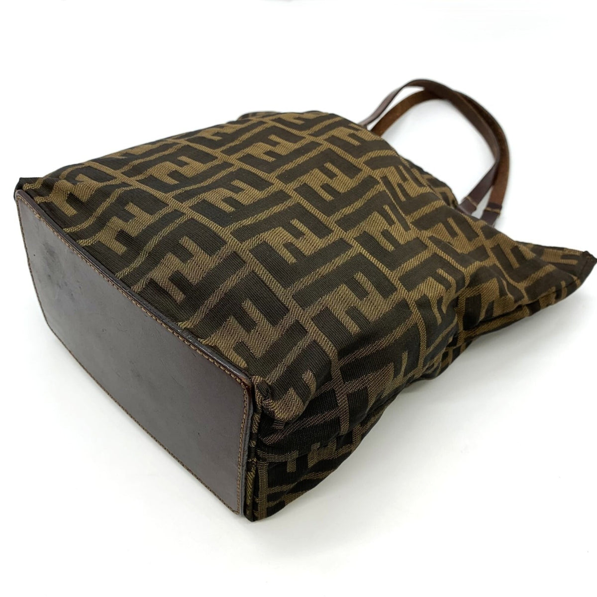 Fendi Zucca Brown Nylon Leather Tote Bag (Pre-Owned)