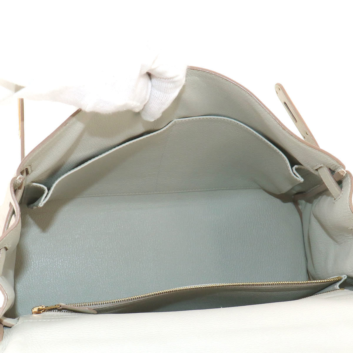 Hermes White Evercalf Leather Handbag Shoulder Bag (Pre-Owned)
