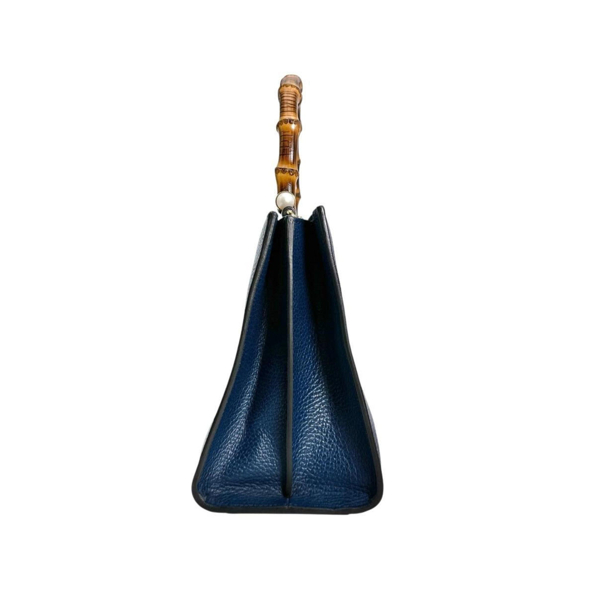 Gucci Blue Bamboo Leather Handbag (Pre-Owned)