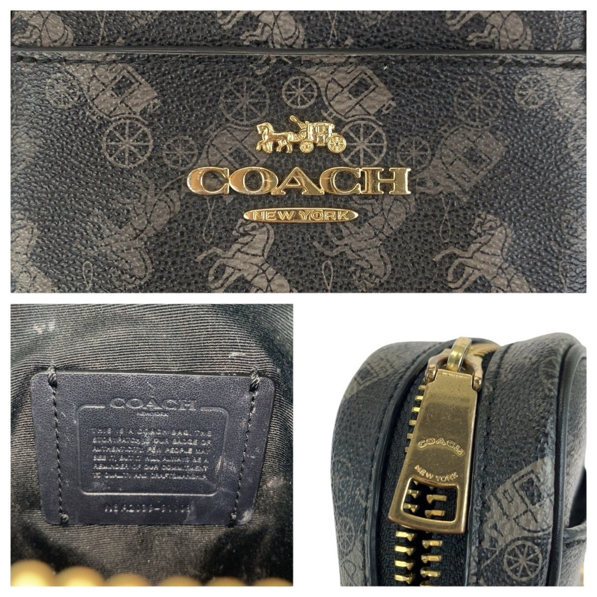 Coach Black Gray Pvc Leather Pochette Shoulder Bag (Pre-Owned)