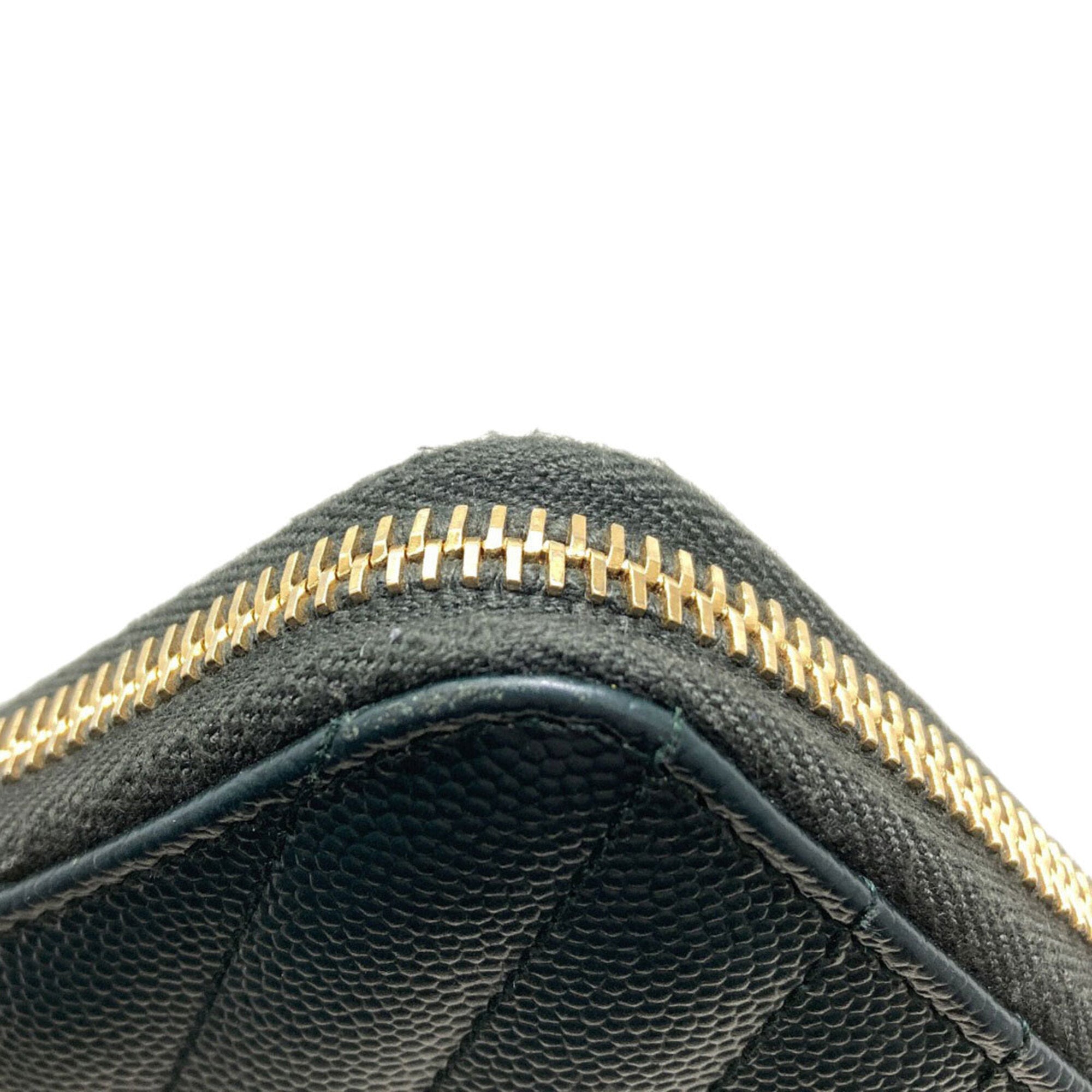 Saint Laurent Dark Green Leather Long Wallet (Bi-Fold) (Pre-Owned)