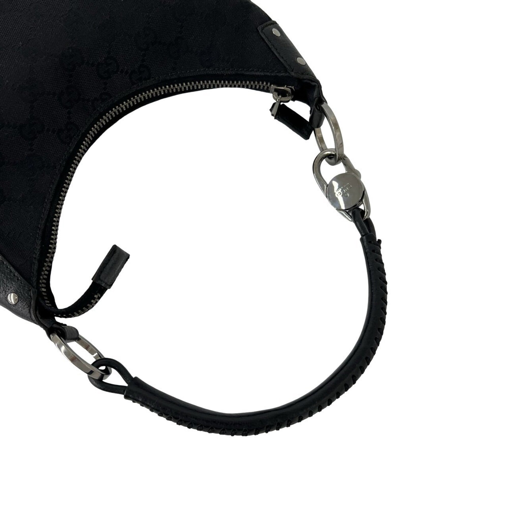 Gucci Black Canvas Leather Handbag Shoulder Bag (Pre-Owned)