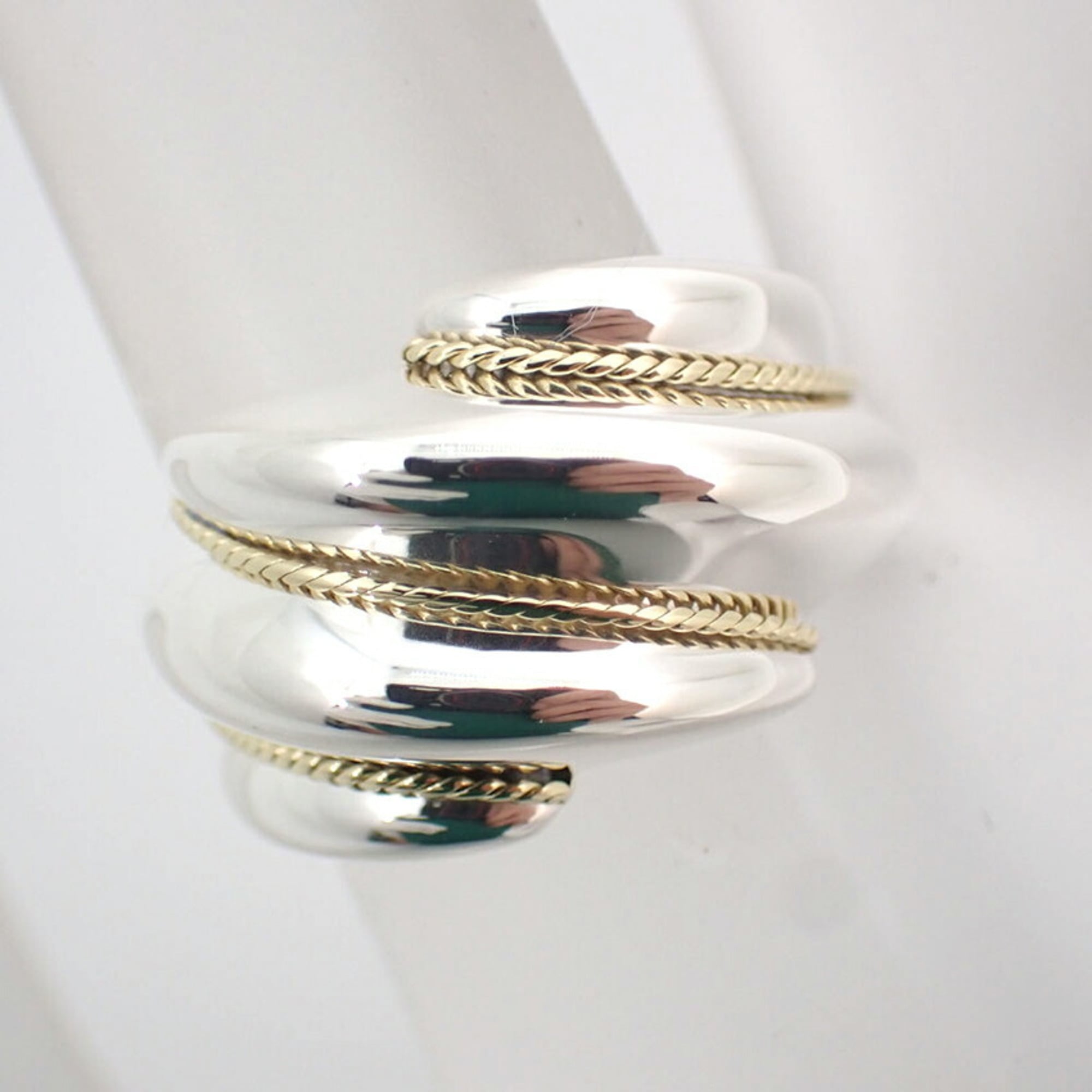Tiffany Silver Yellow Gold Yellow Gold (18K) Sterling Silver 925 Band Ring (Pre-Owned)