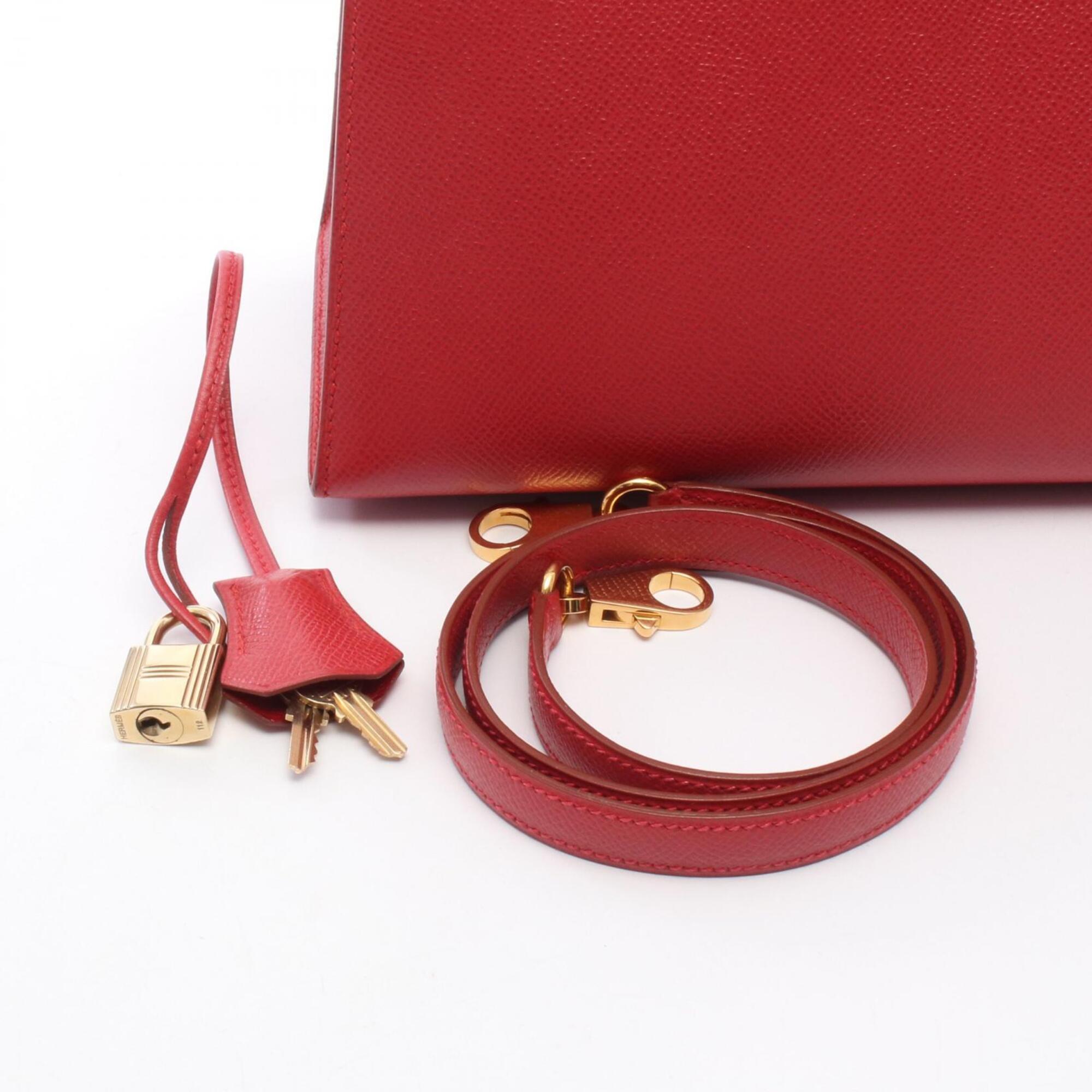 Hermes Red Color Rouge Vif Courchevel Leather Leather Handbag (Pre-Owned)