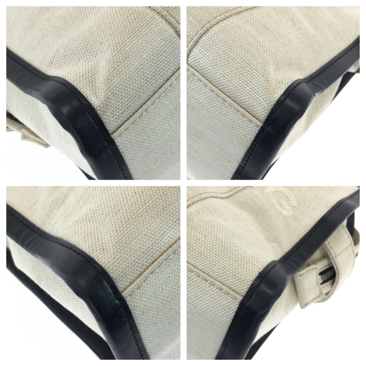 Marc Jacobs Black White Canvas Leather Shoulder Bag Tote Bag (Pre-Owned)