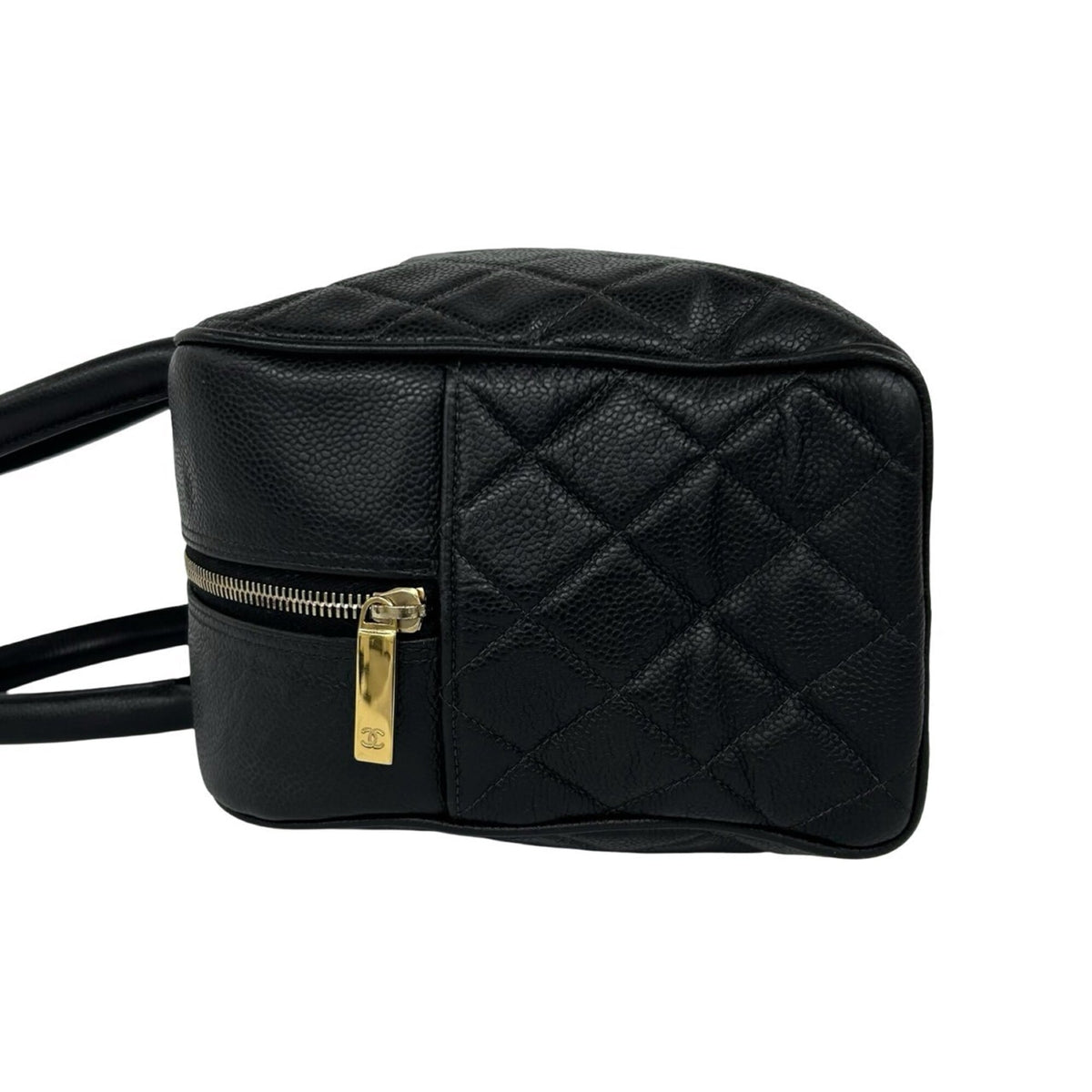 Chanel Black Grained Calfskin Boston Bag Handbag (Pre-Owned)