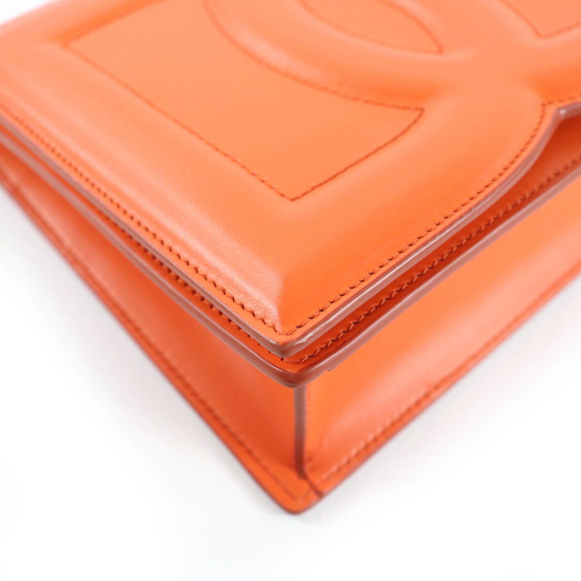 Dolce & Gabbana Orange Leather Clutch Bag Shoulder Bag (Pre-Owned)