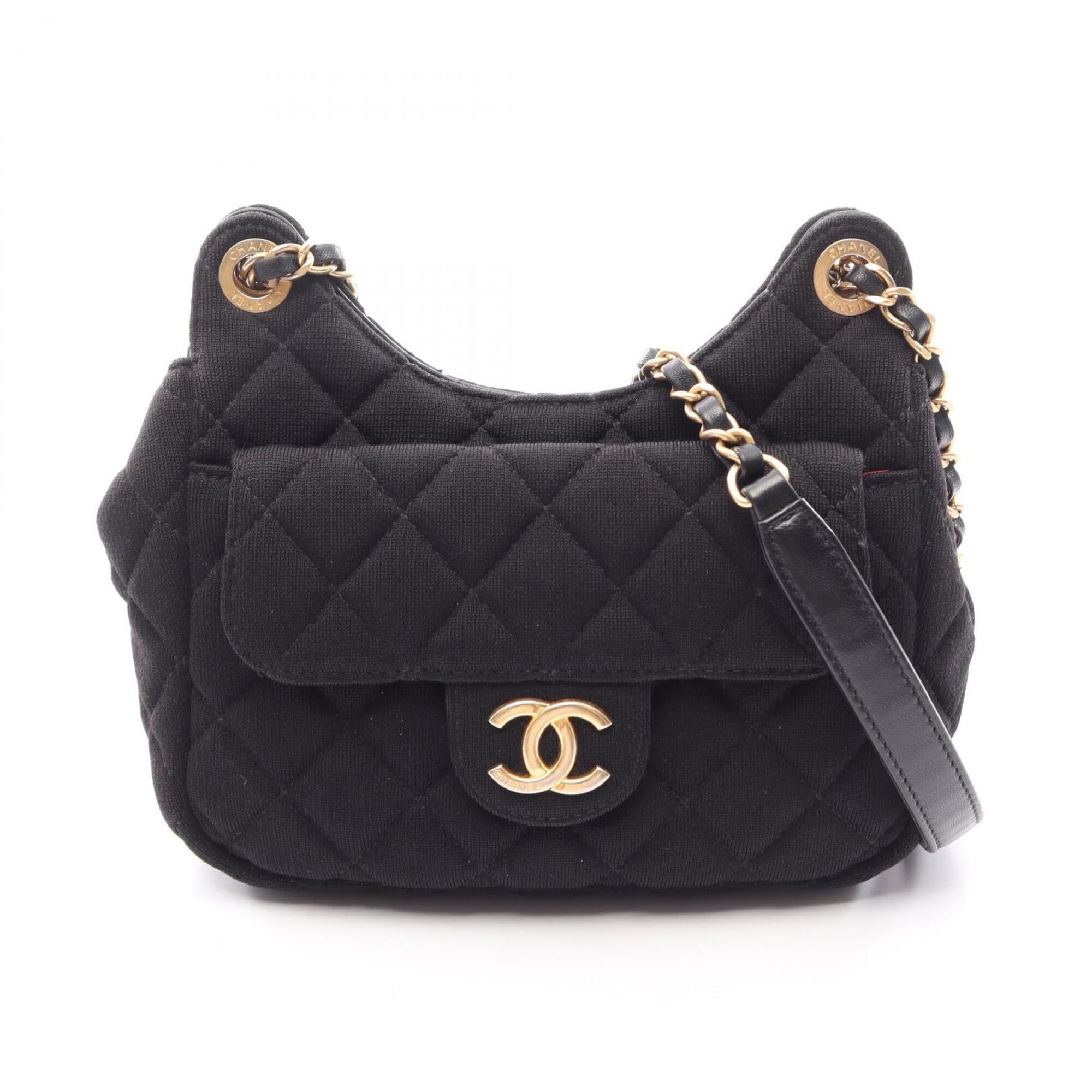 Chanel Black Cotton Jersey Handbag Shoulder Bag (Pre-Owned)