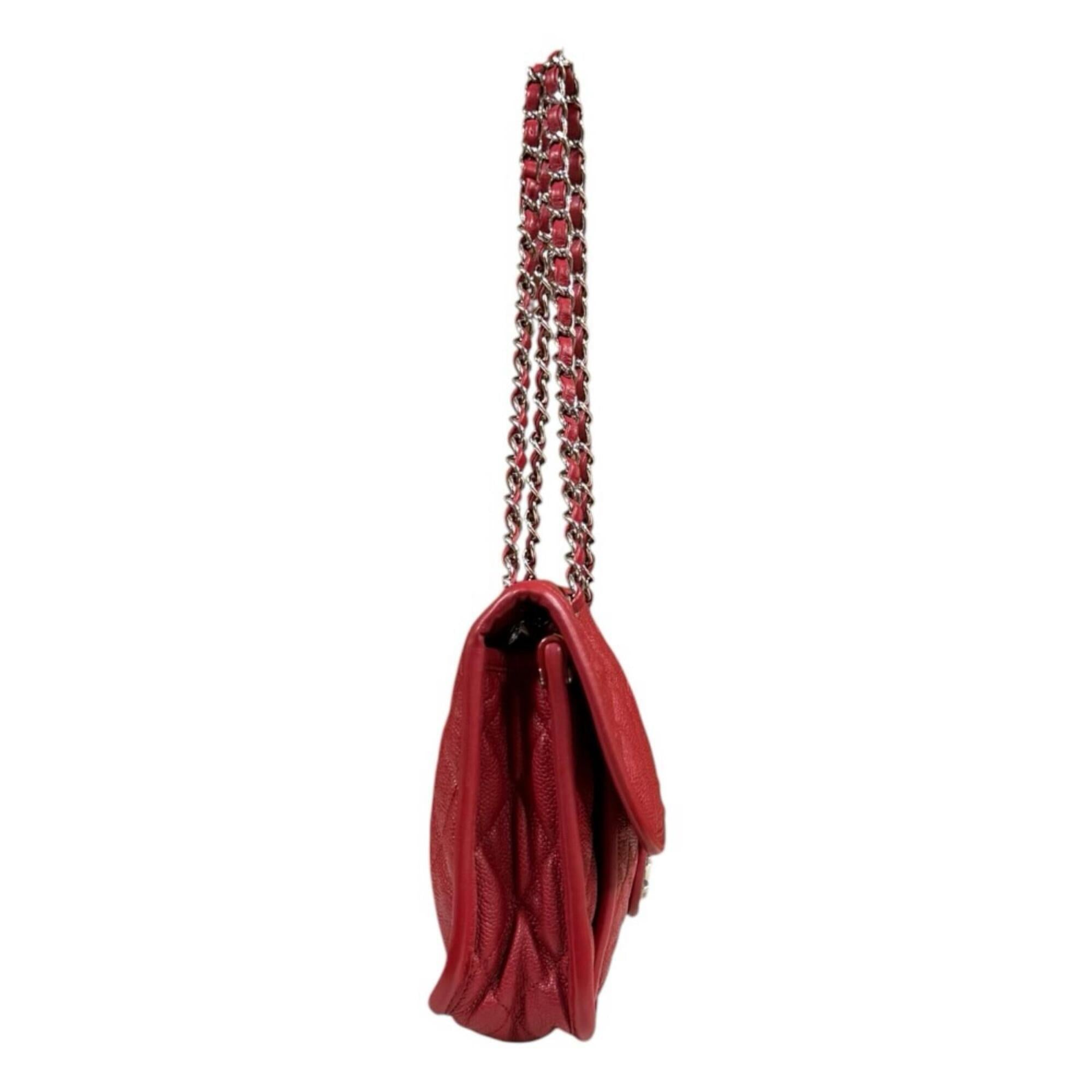 Chanel Matelasse Red Color Leather Grained Calfskin Shoulder Bag (Pre-Owned)