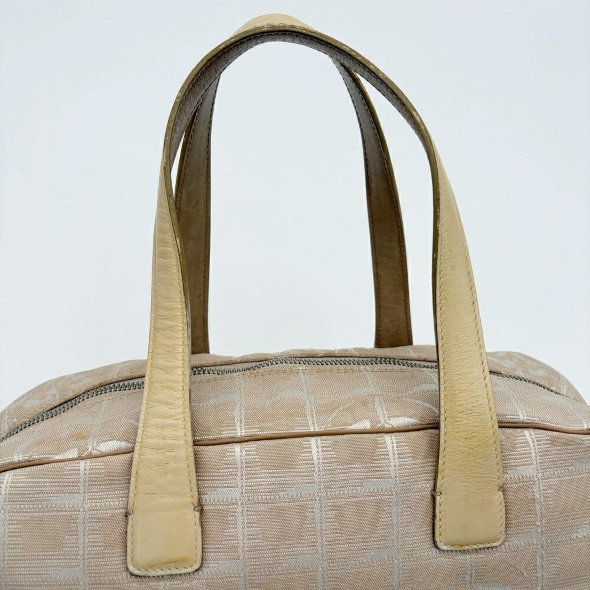 Chanel New Travel Line Beige Nylon Jacquard Leather Boston Bag (Pre-Owned)