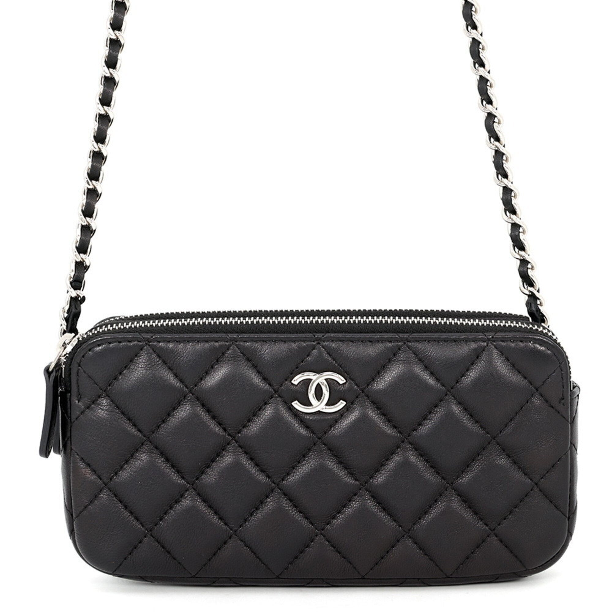 Chanel Black Leather Chain/Shoulder Wallet (Pre-Owned)