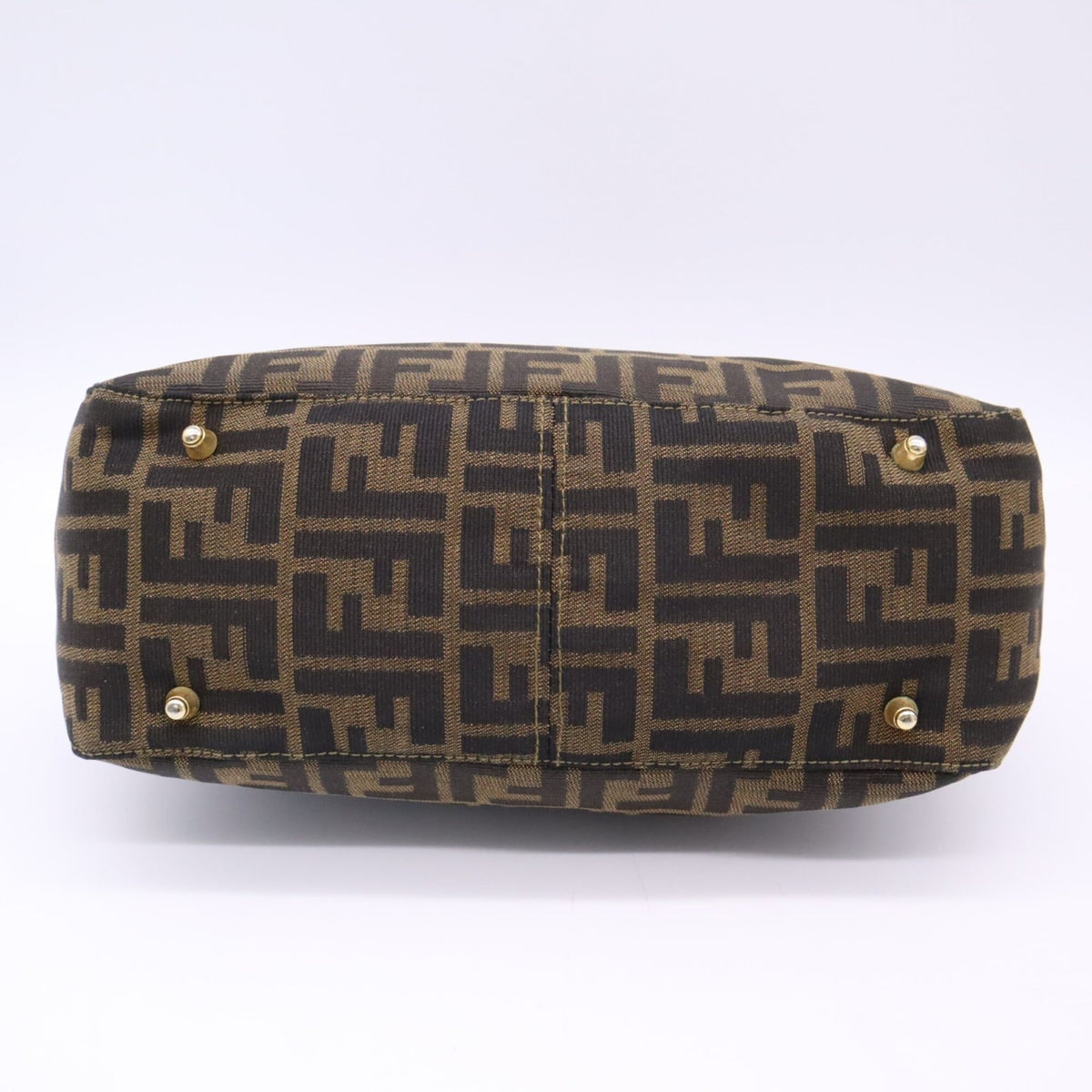 Fendi Zucca Brown Canvas Leather Handbag Tote Bag (Pre-Owned)