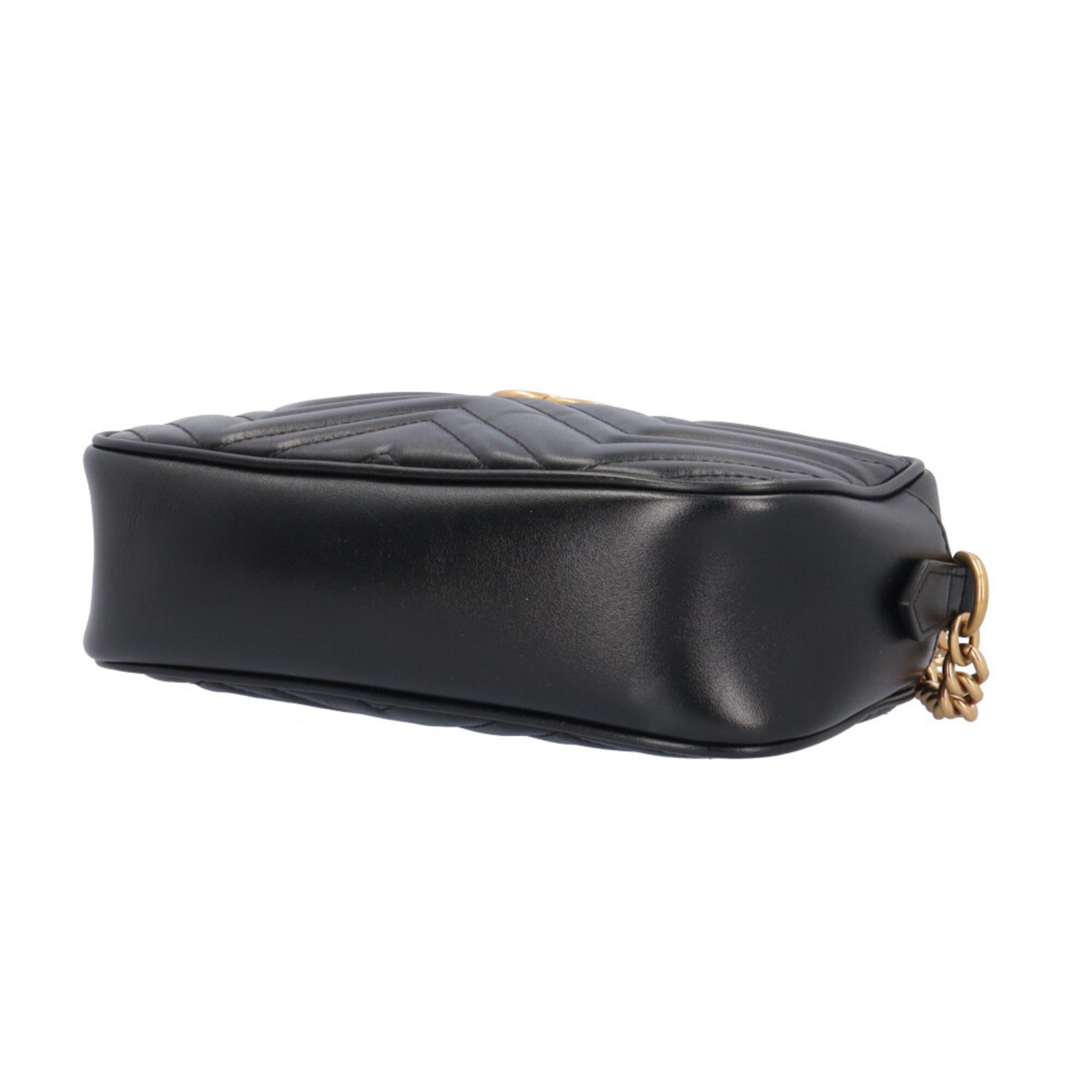Gucci Gg Marmont Black Leather Shoulder Bag (Pre-Owned)