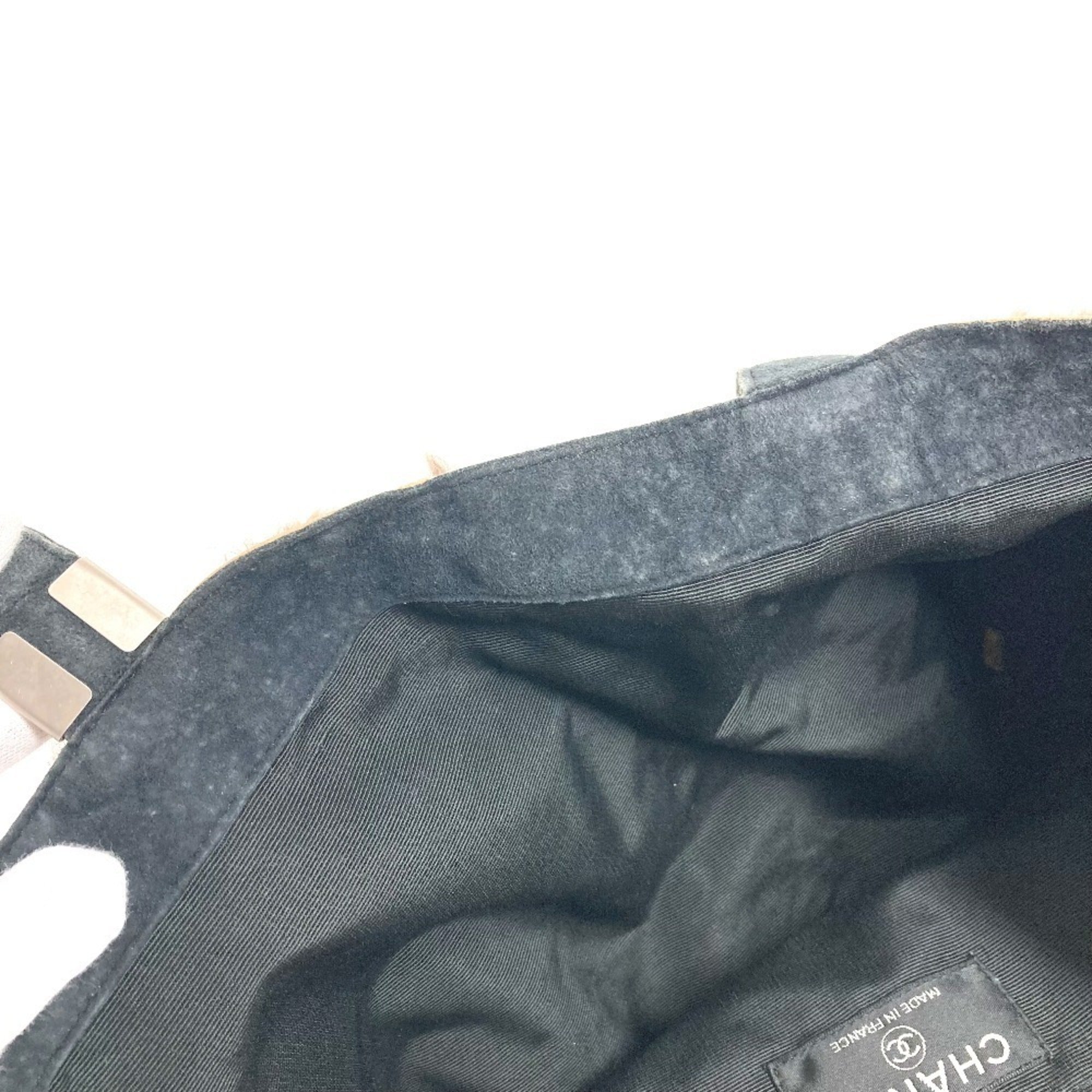 Chanel Black Brown Fur Shoulder Bag Tote Bag (Pre-Owned)