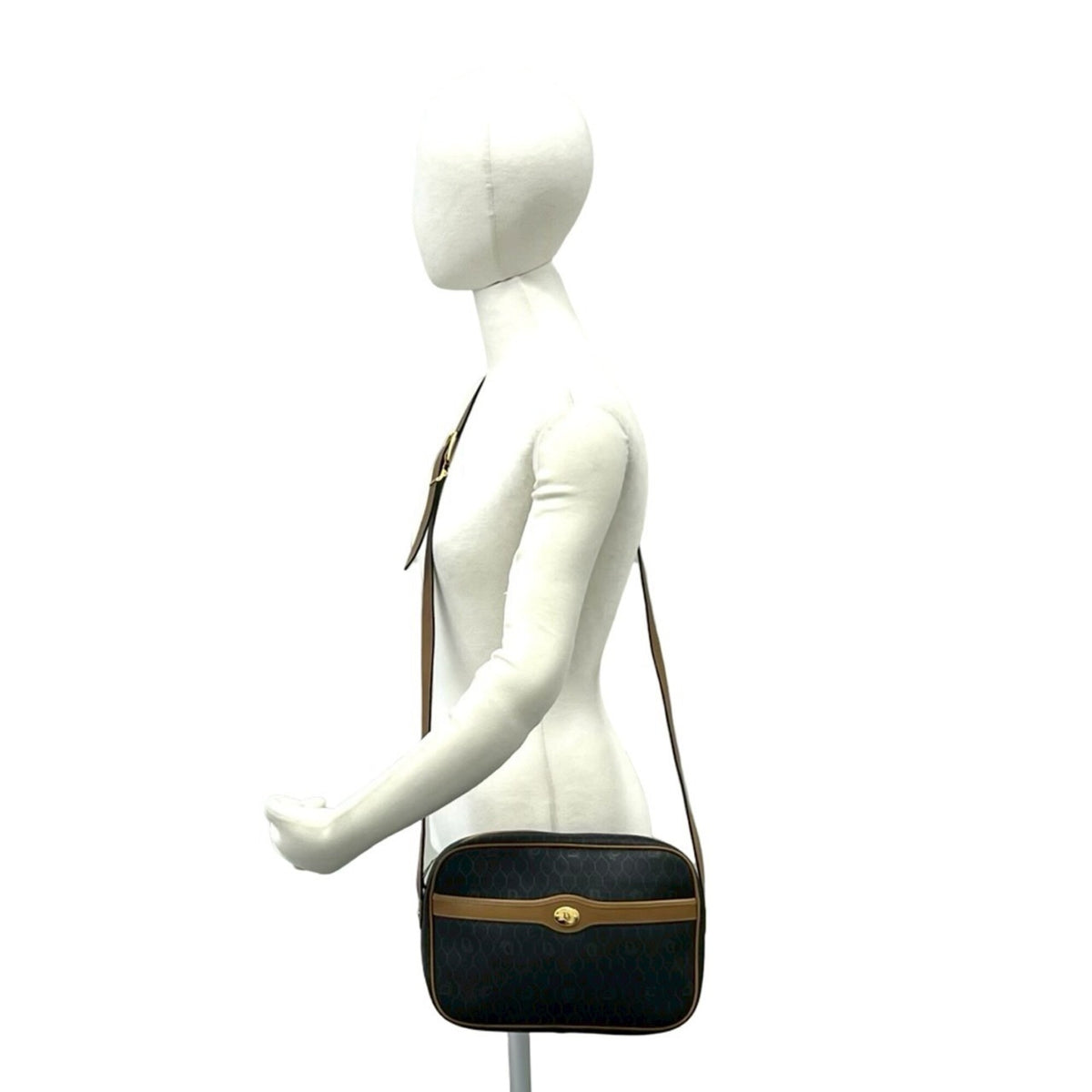 Christian Dior Brown Gray Leather Pvc Shoulder Bag (Pre-Owned)