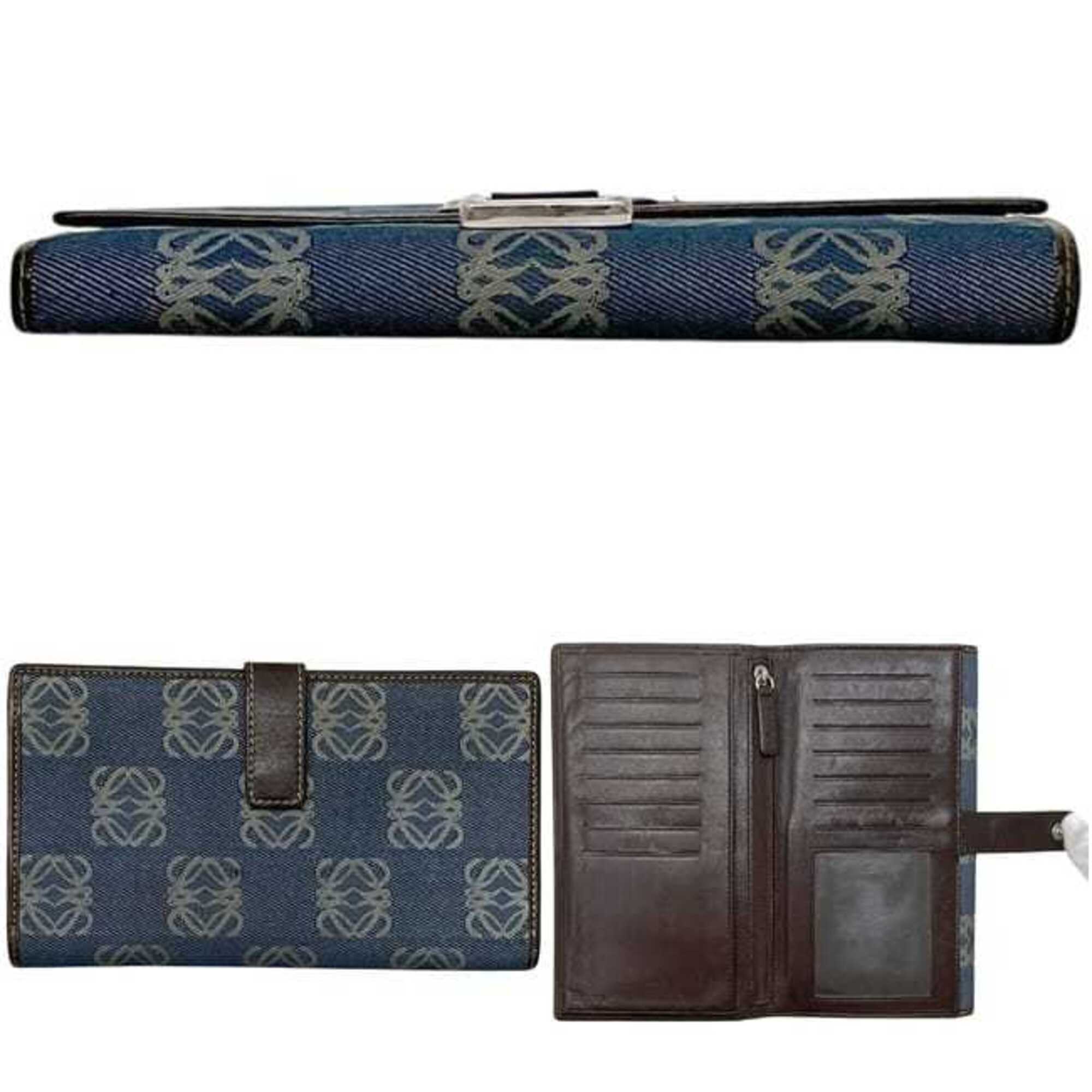 Loewe Blue Denim Canvas Long Wallet (Bi-Fold) (Pre-Owned)