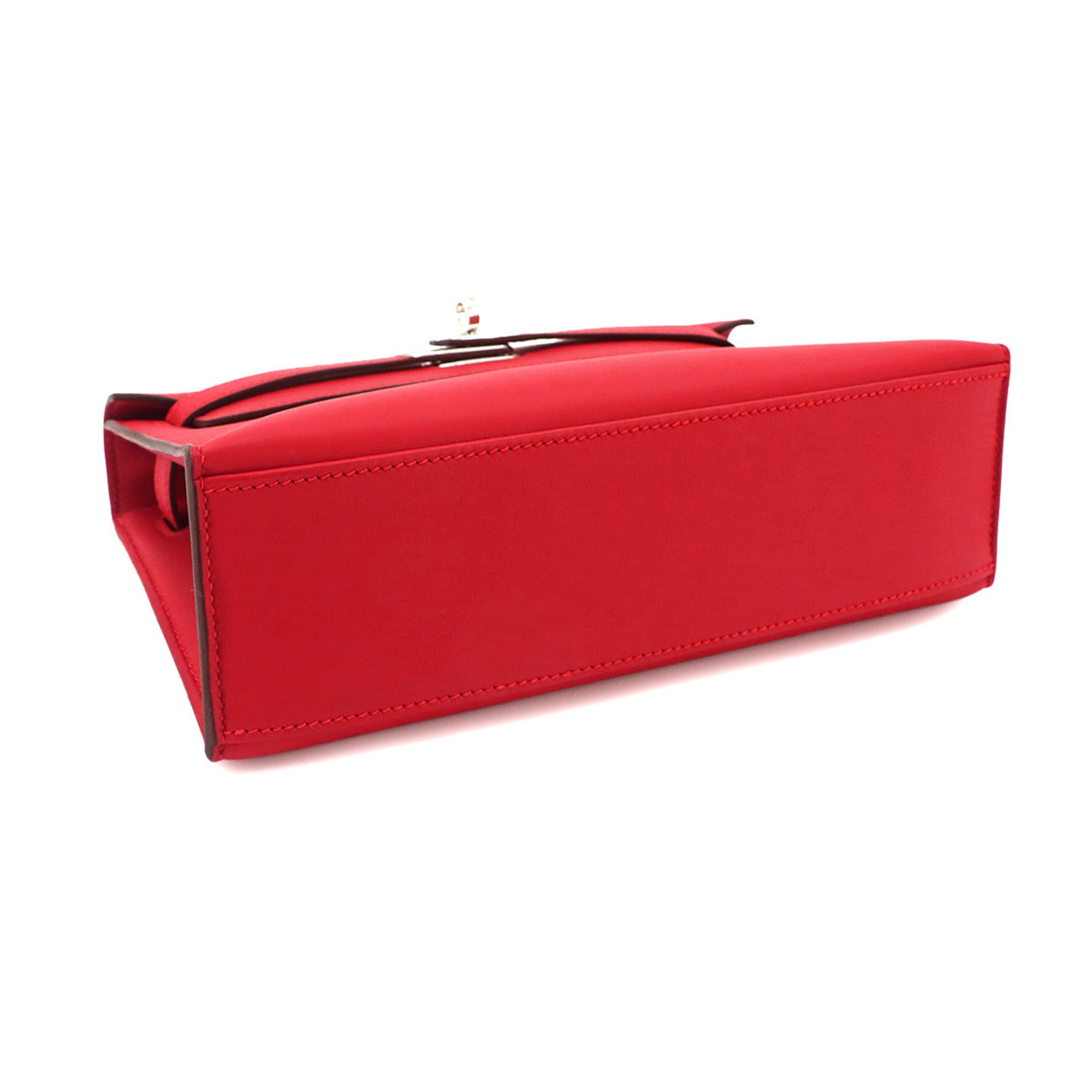 Hermes Red Color Swift Leather Handbag Pochette (Pre-Owned)