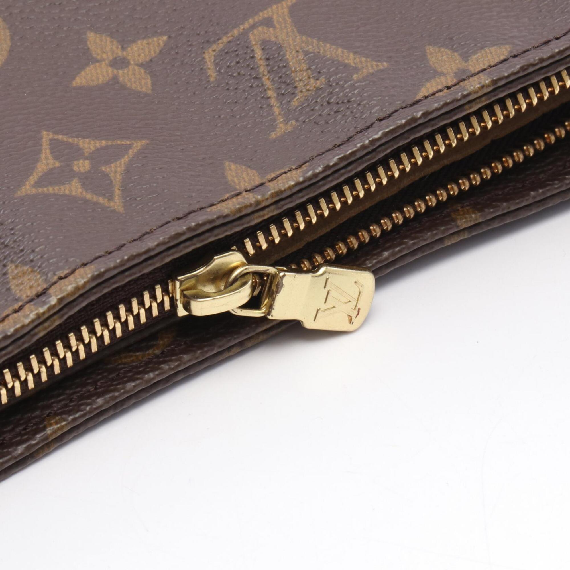 Louis Vuitton Brown Coated Canvas Leather Handbag Shoulder Bag (Pre-Owned)