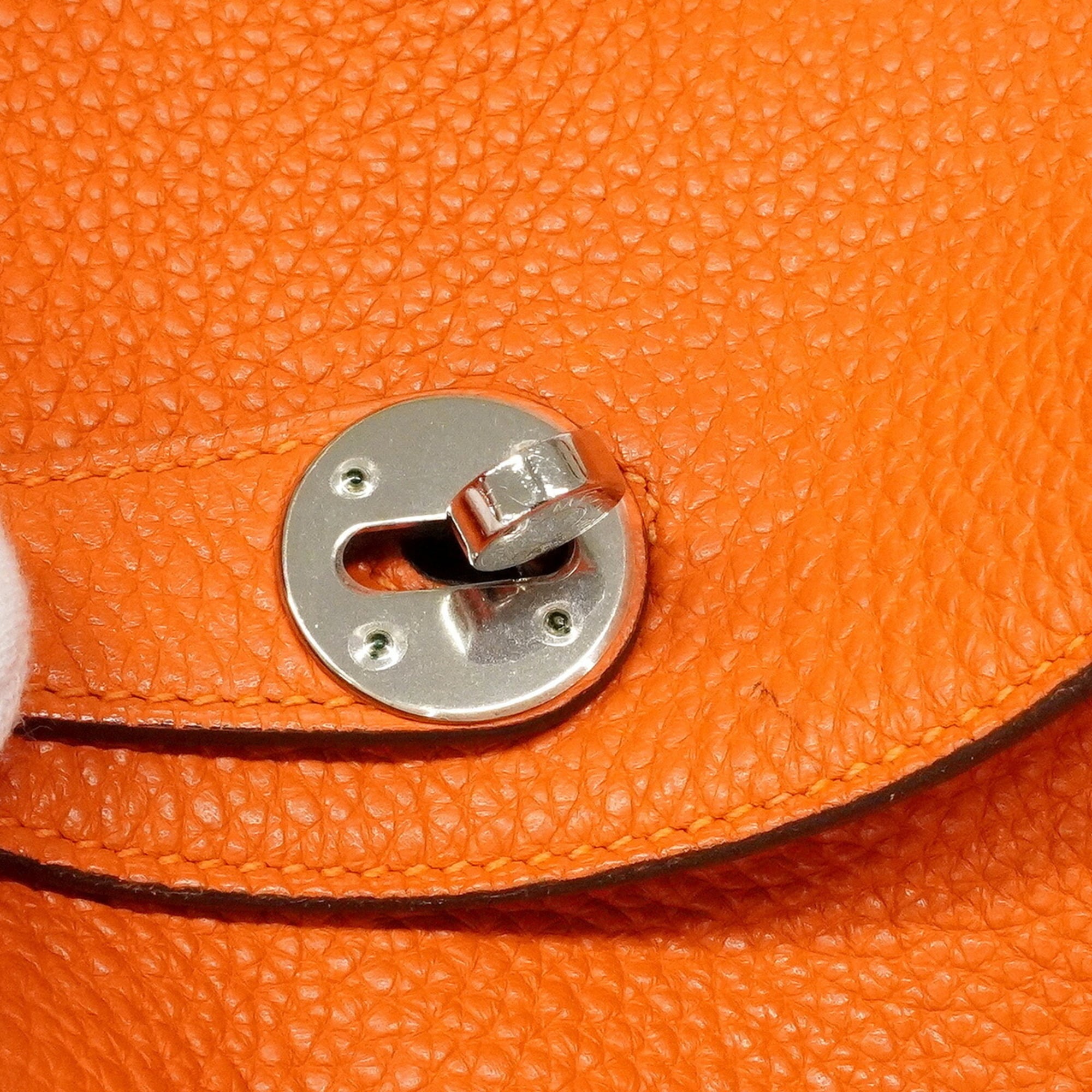 Hermes Orange Poppy Taurillon Clemence Leather Handbag (Pre-Owned)
