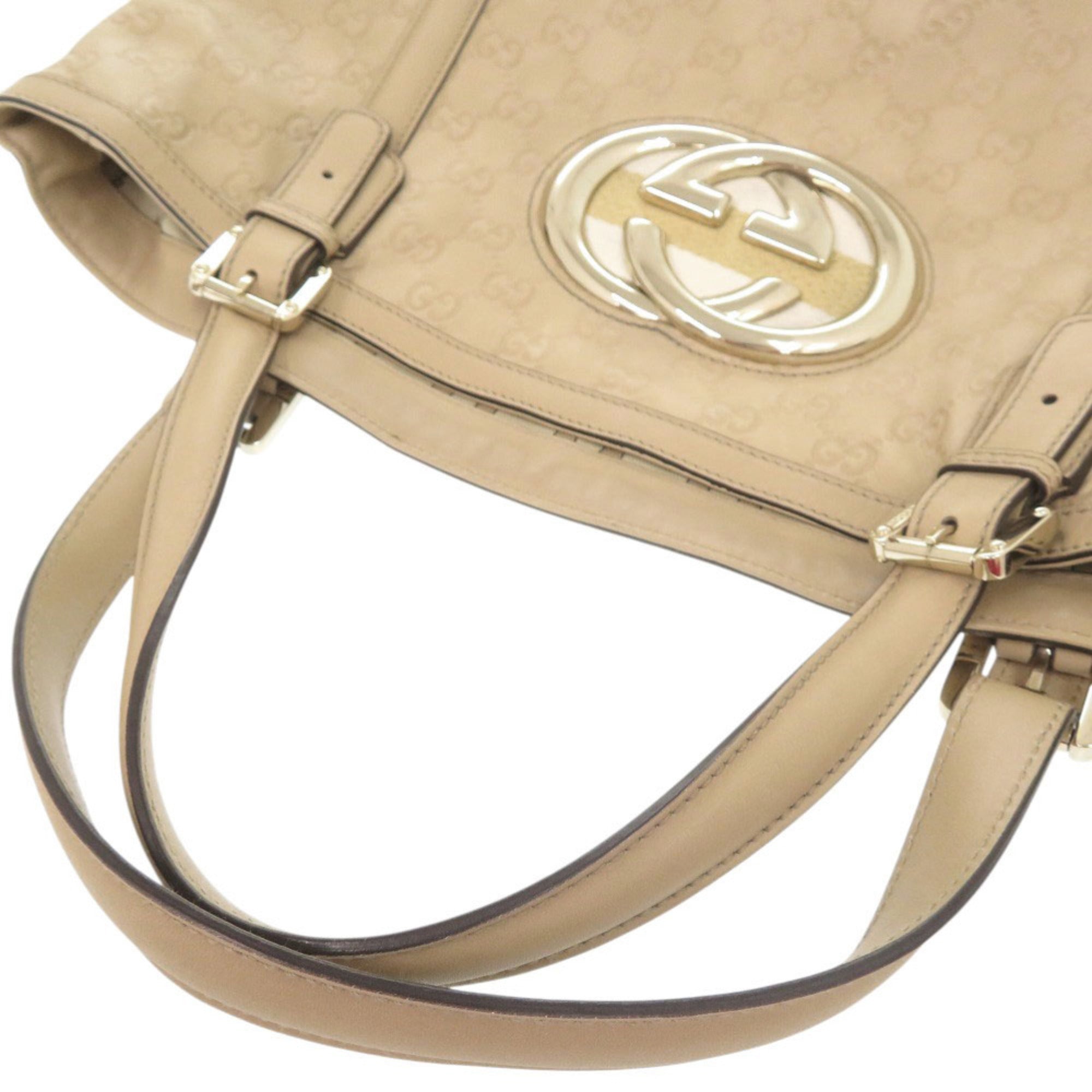 Gucci Beige Leather Handbag Tote Bag (Pre-Owned)