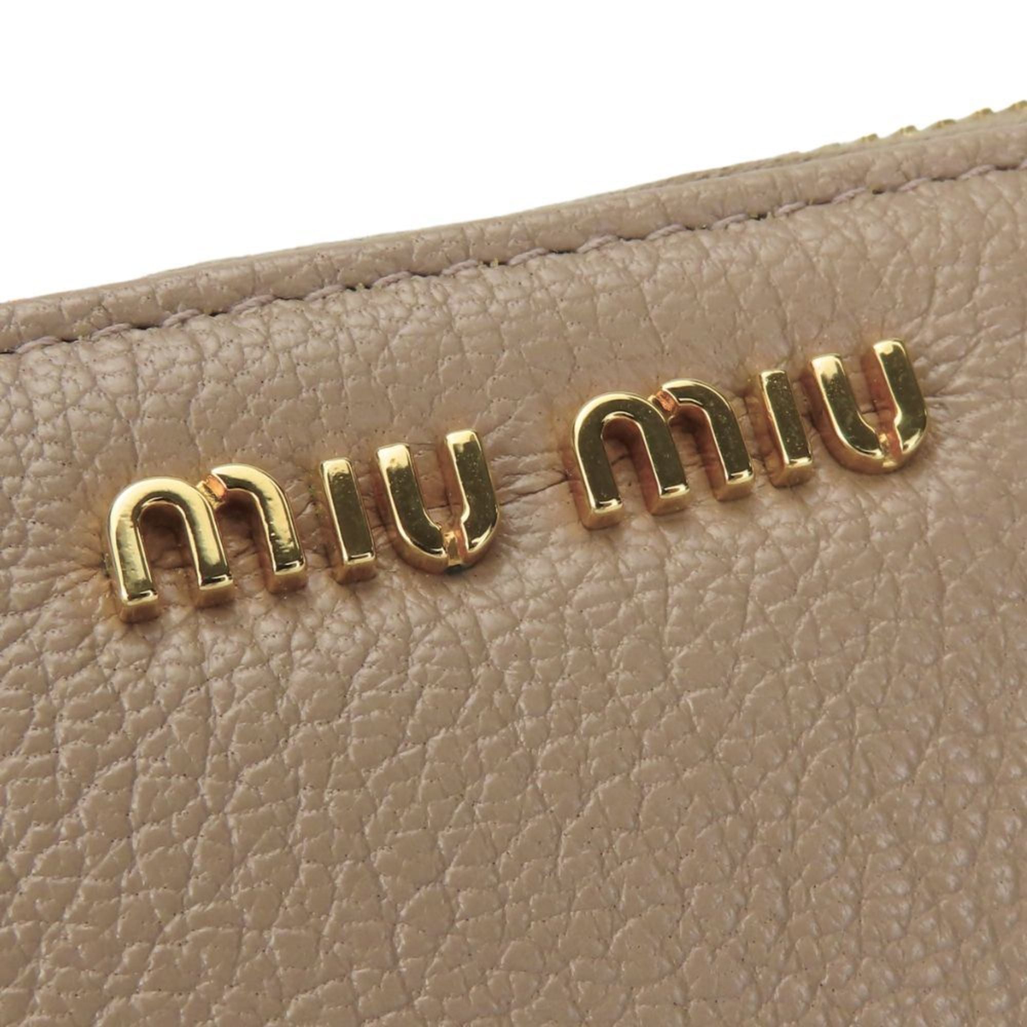 Miu Miu Pink Beige Leather Long Wallet (Bi-Fold) (Pre-Owned)