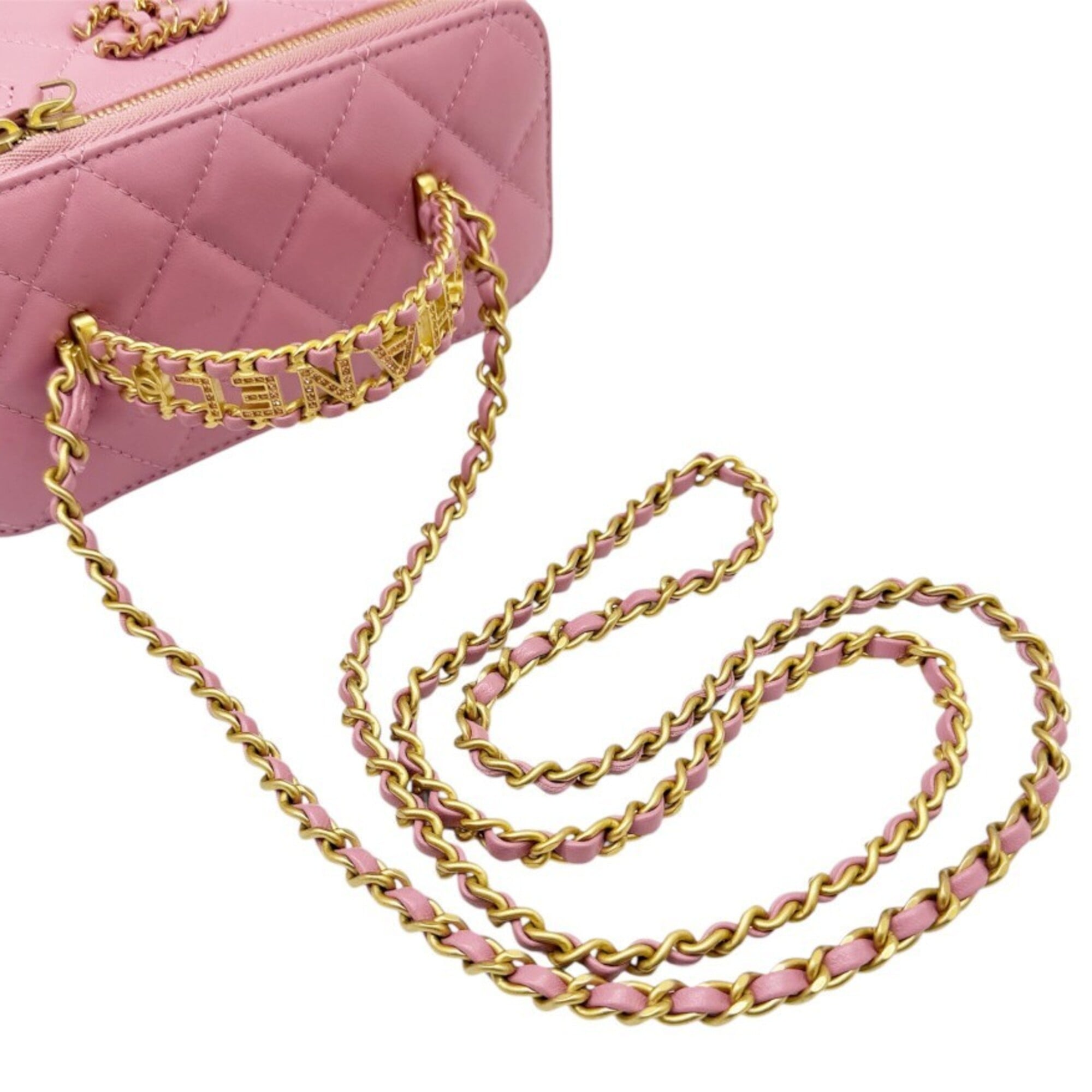 Chanel Pink Leather Handbag Shoulder Bag (Pre-Owned)