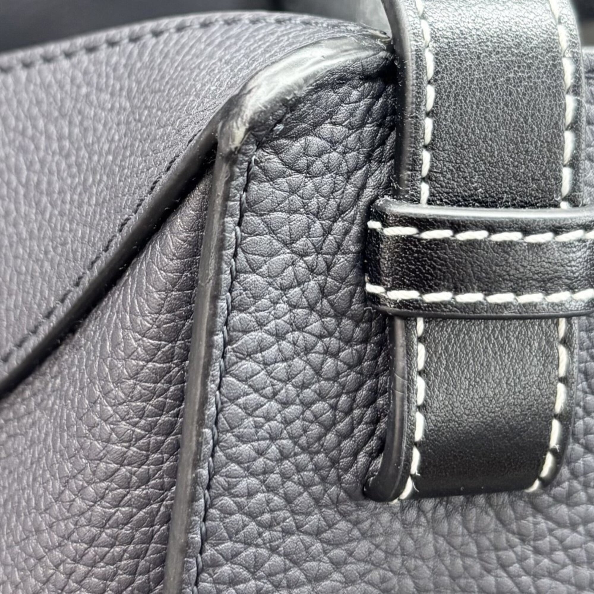 Loewe Hammock Black Dark Navy Leather Handbag Shoulder Bag Tote Bag (Pre-Owned)
