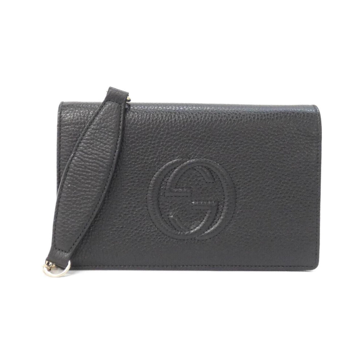 Gucci Black Leather Chain/Shoulder Wallet (Pre-Owned)