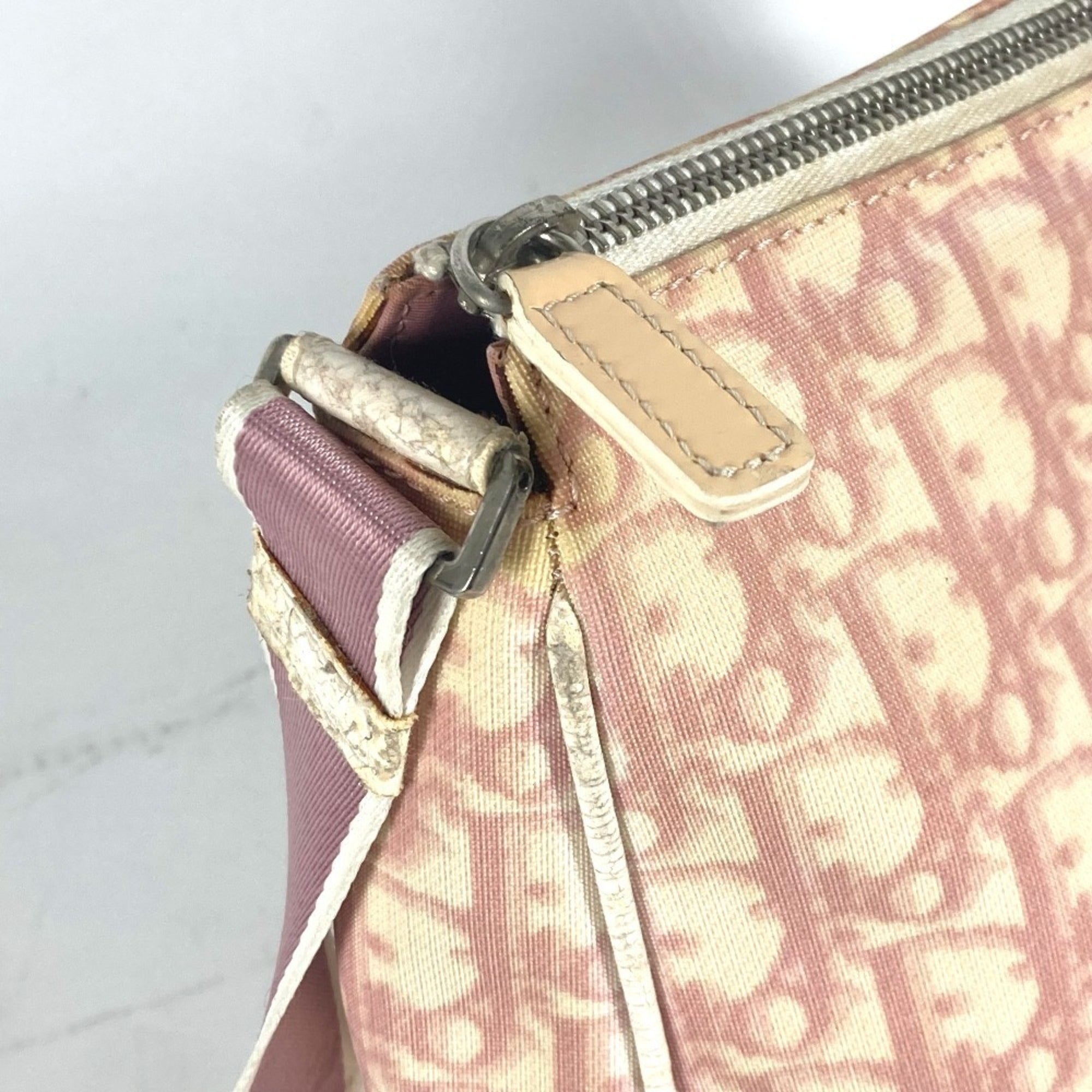 Christian Dior Trotter Pink White Pvc Leather Shoulder Bag (Pre-Owned)