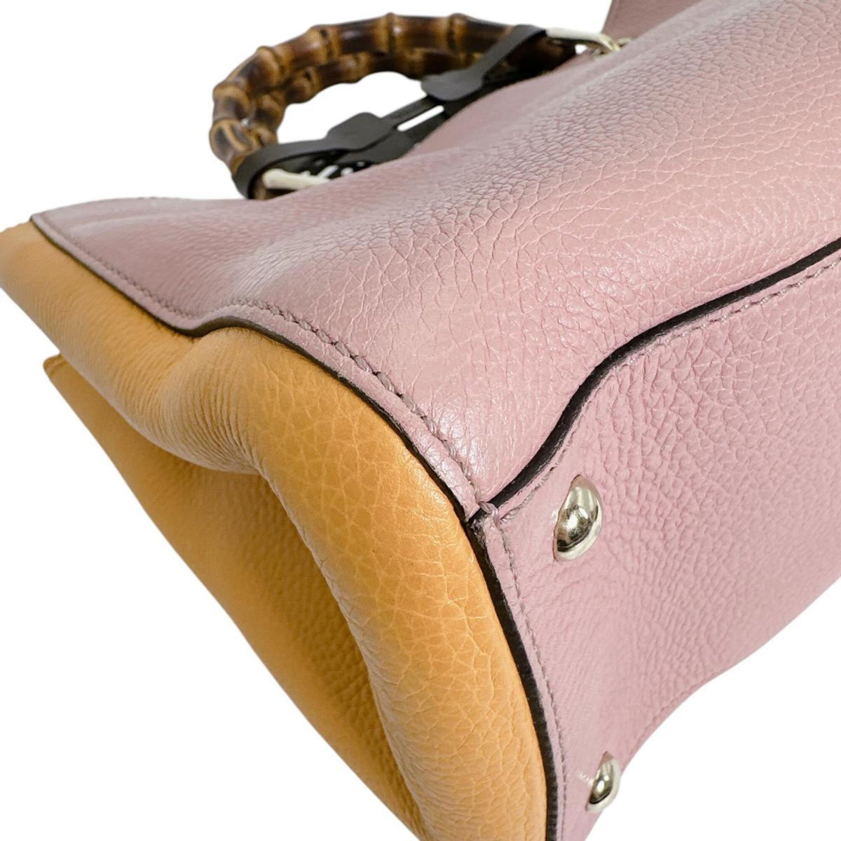 Gucci Bamboo Pink Leather Handbag (Pre-Owned)