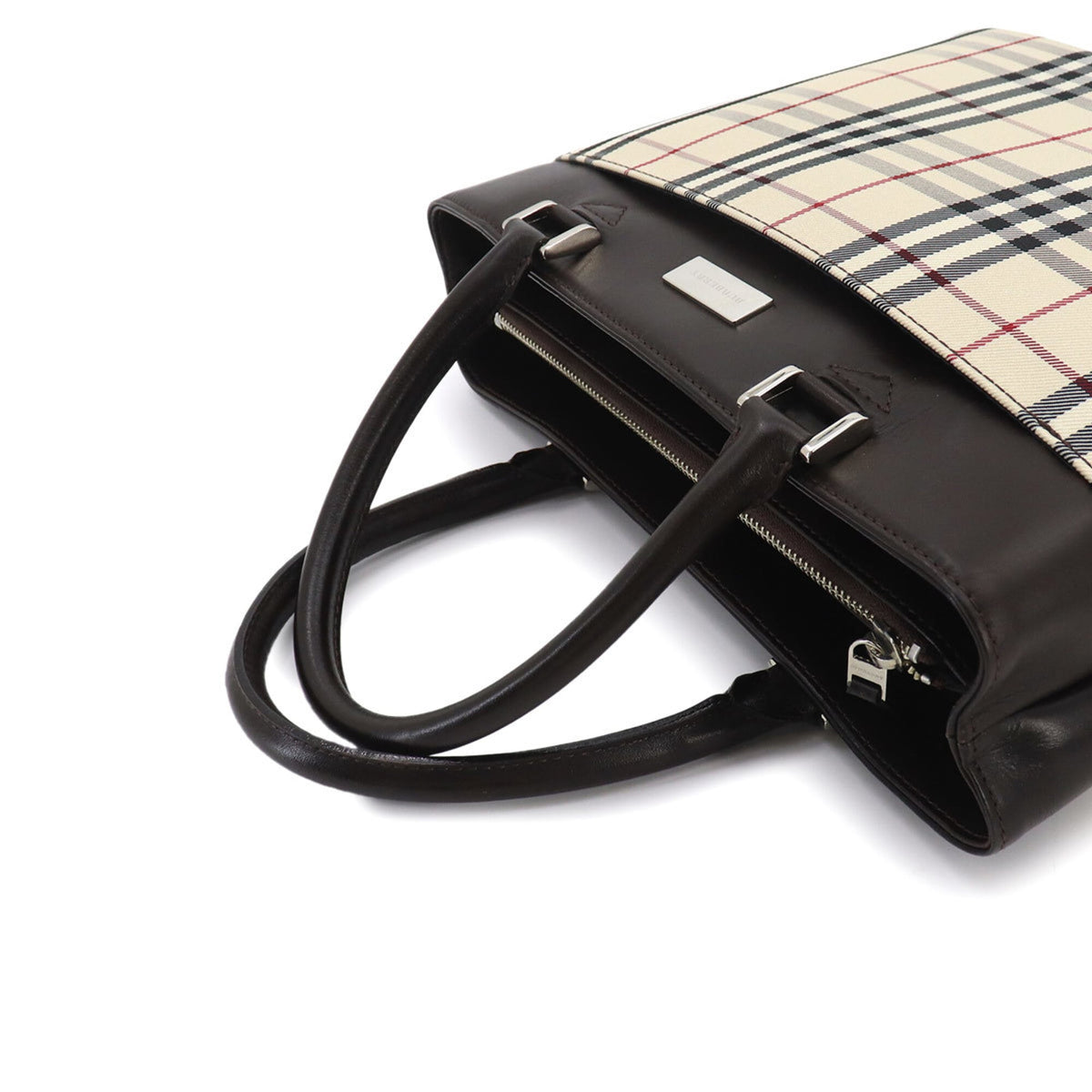 Burberry Beige Brown Canvas Leather Tote Bag (Pre-Owned)