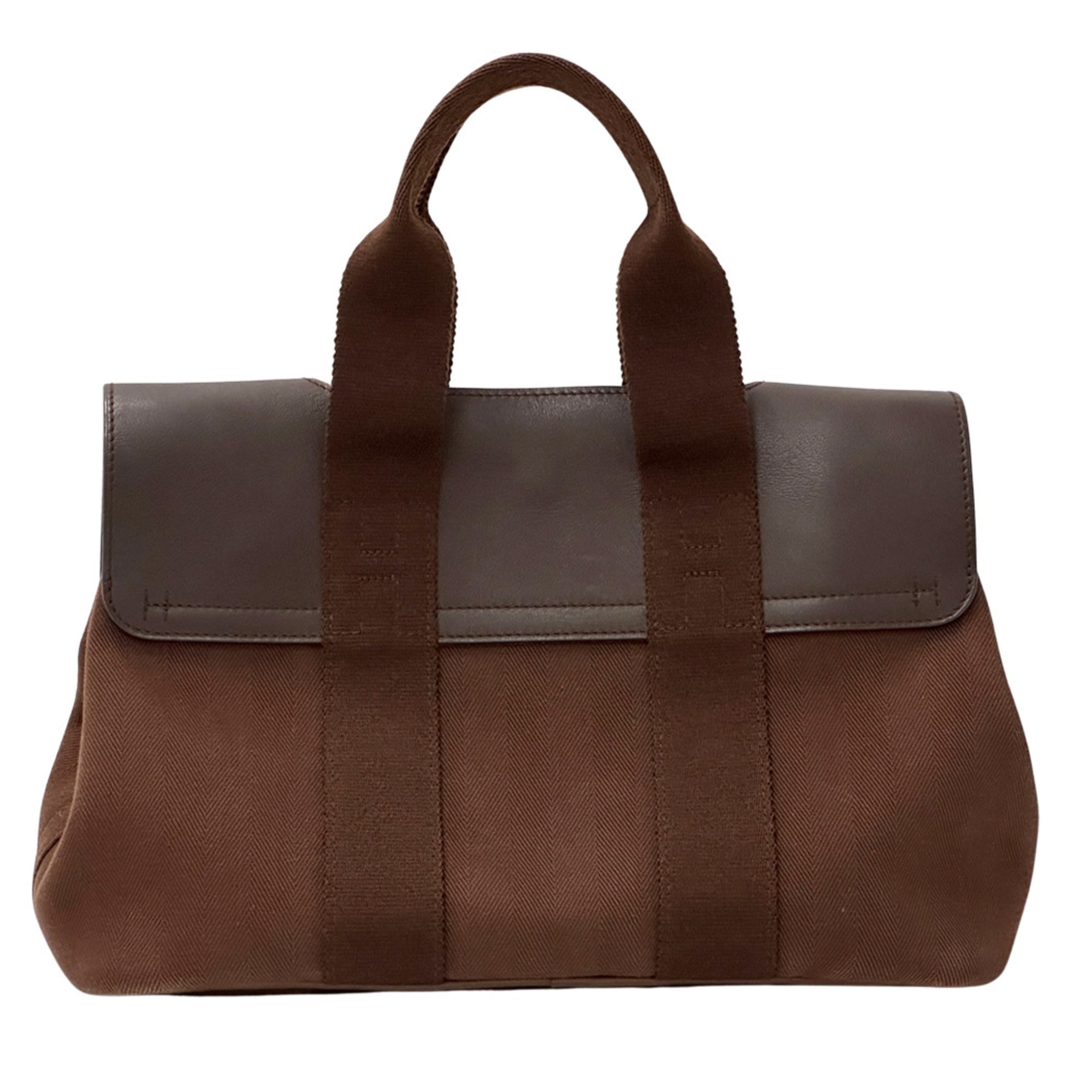 Hermes Brown White Canvas Handbag Pouch (Pre-Owned)