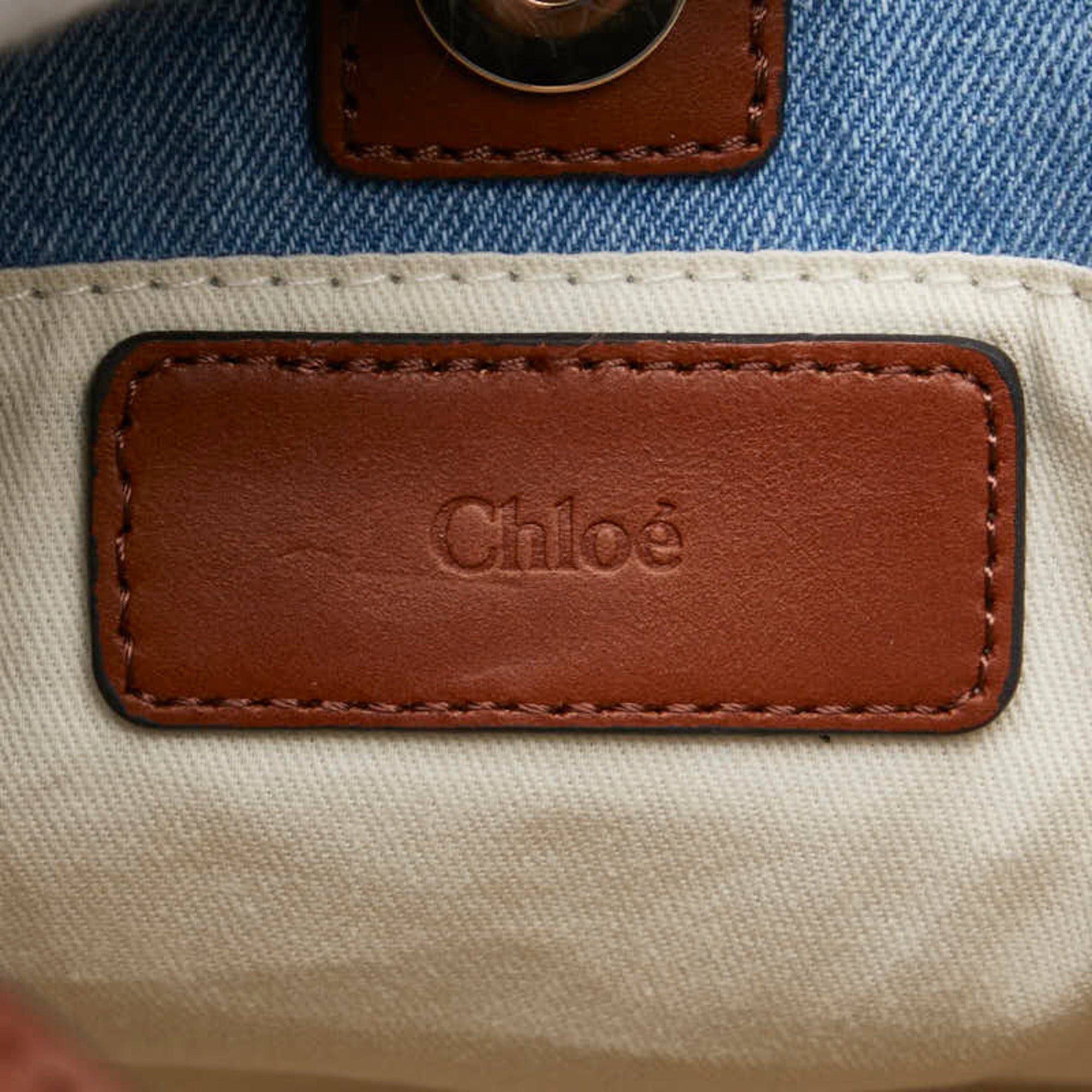 Chloé Blue Brown Cotton Handbag Shoulder Bag (Pre-Owned)