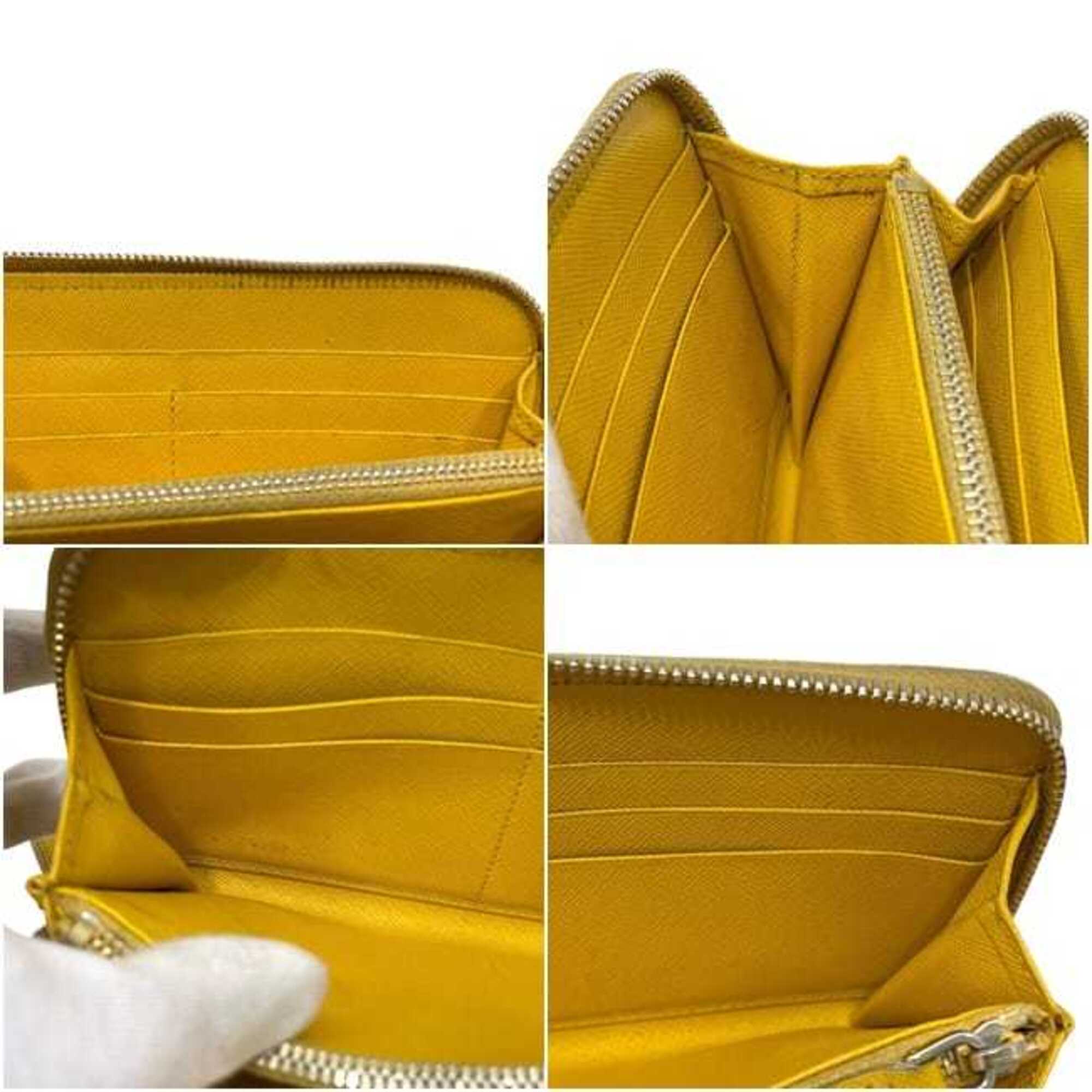 Prada Yellow Leather Long Wallet (Bi-Fold) (Pre-Owned)