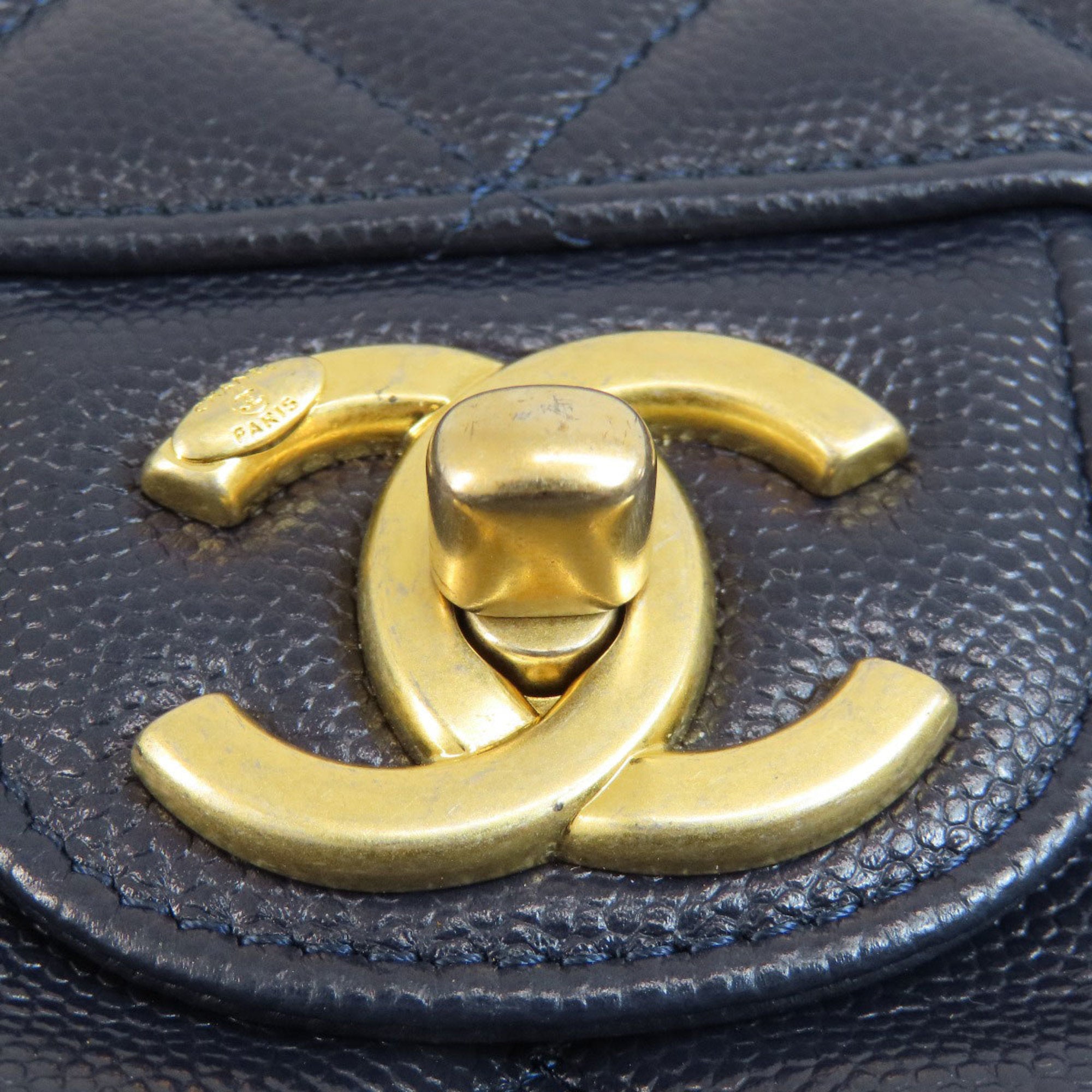 Chanel Navy Caviar Leather Shoulder Bag (Pre-Owned)