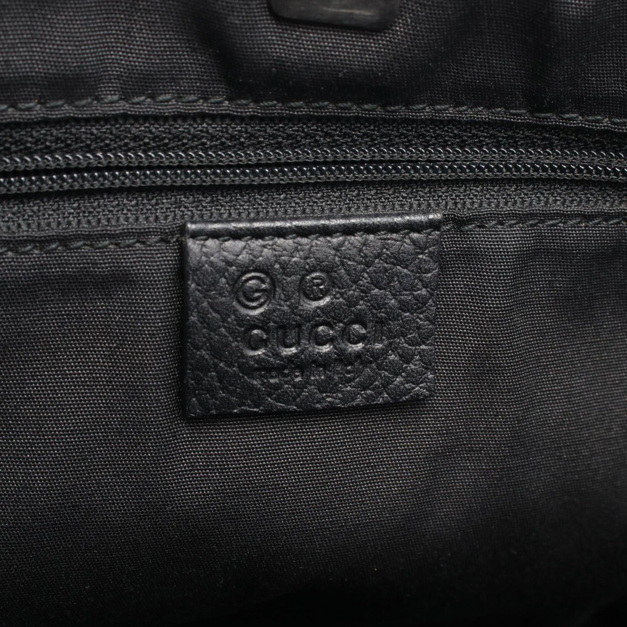 Gucci Black Canvas Leather Handbag Tote Bag (Pre-Owned)