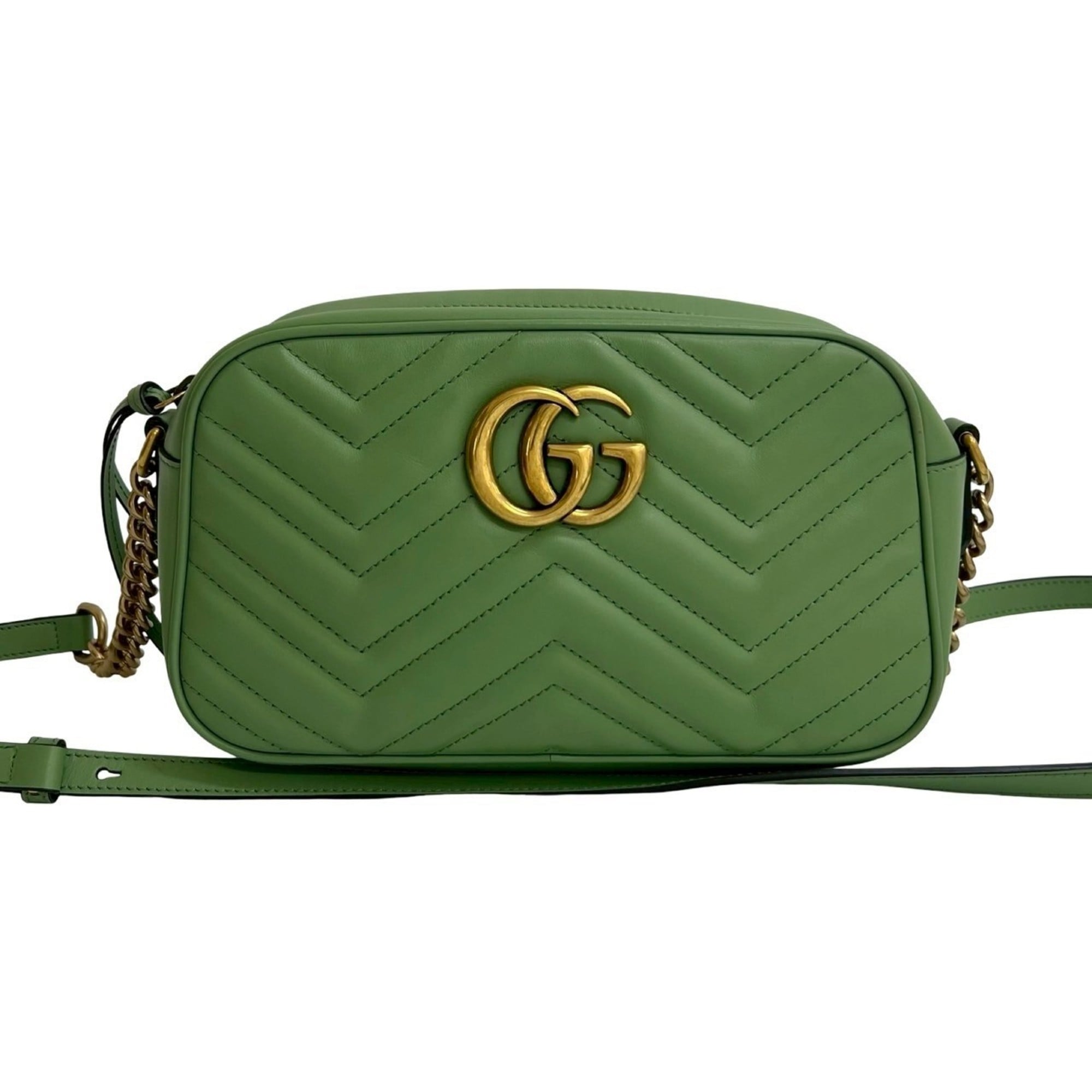 Gucci Green Leather Pochette Shoulder Bag (Pre-Owned)