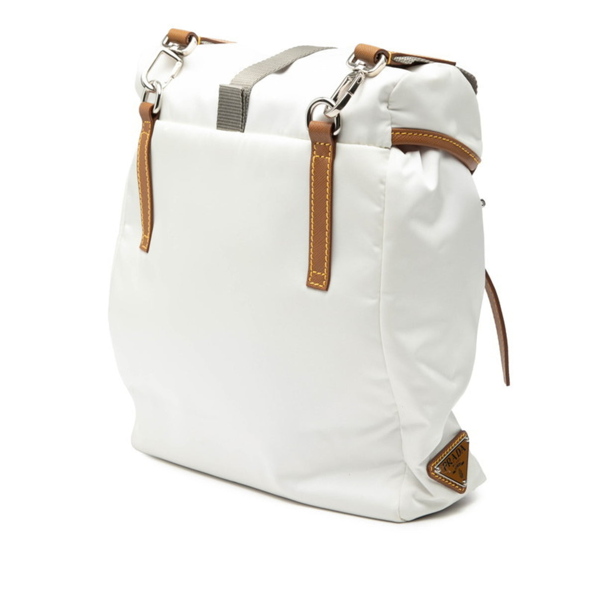 Prada White Nylon Leather Shoulder Bag (Pre-Owned)