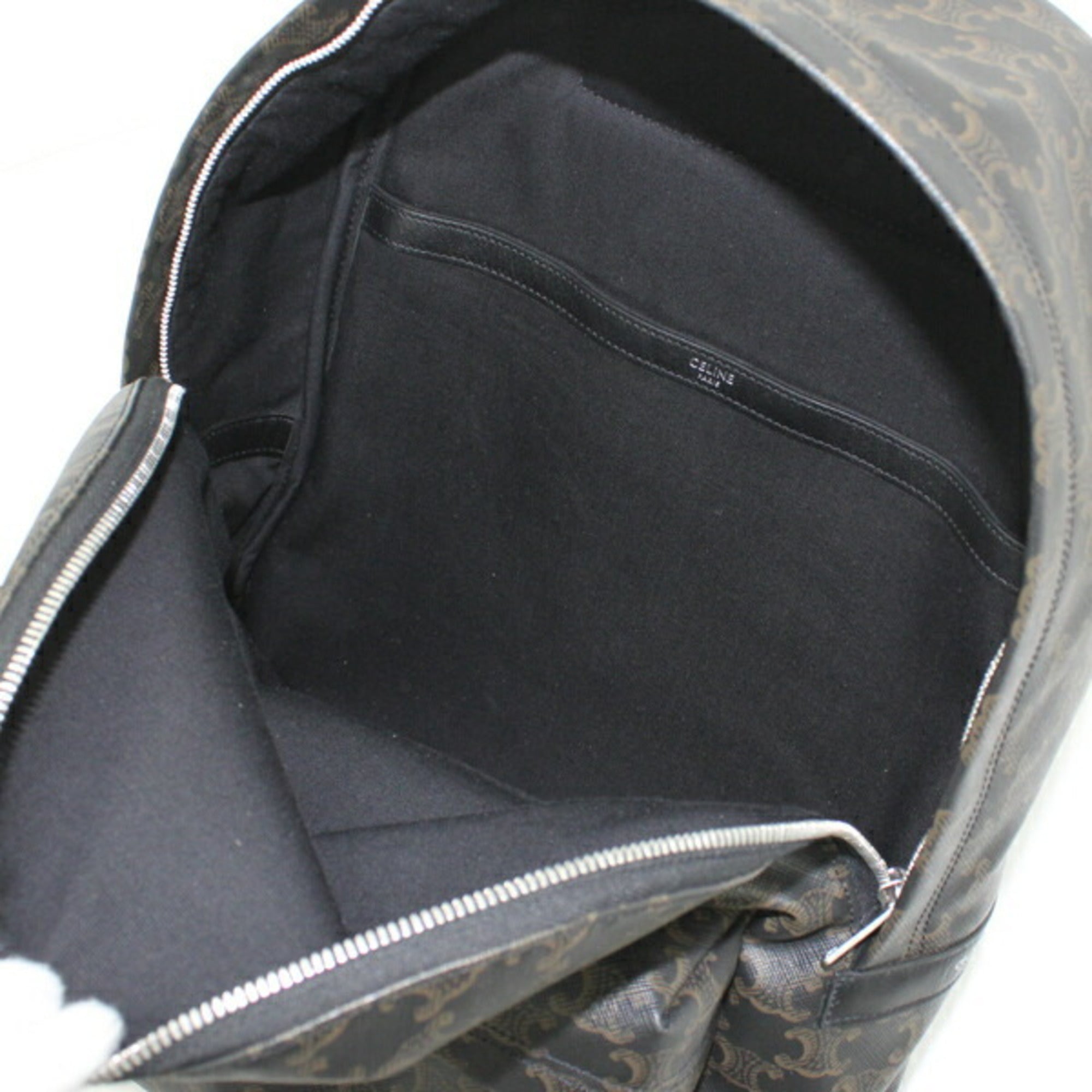 Celine Black Brown Canvas Leather Backpack (Pre-Owned)