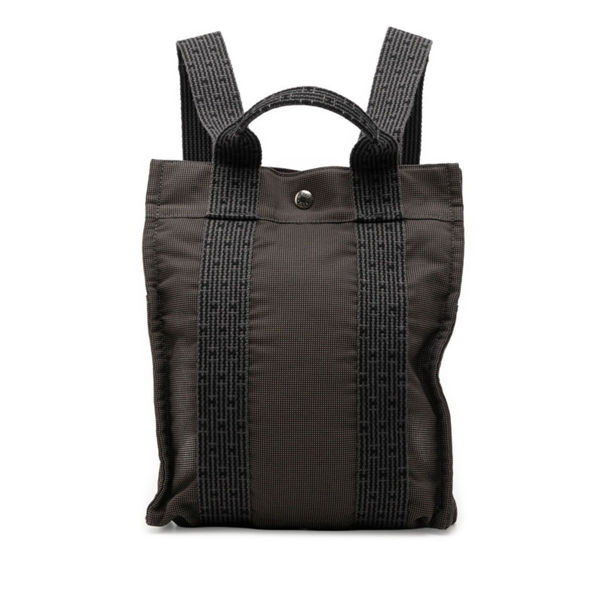 Hermes Her Line Black Gray Canvas Backpack (Pre-Owned)