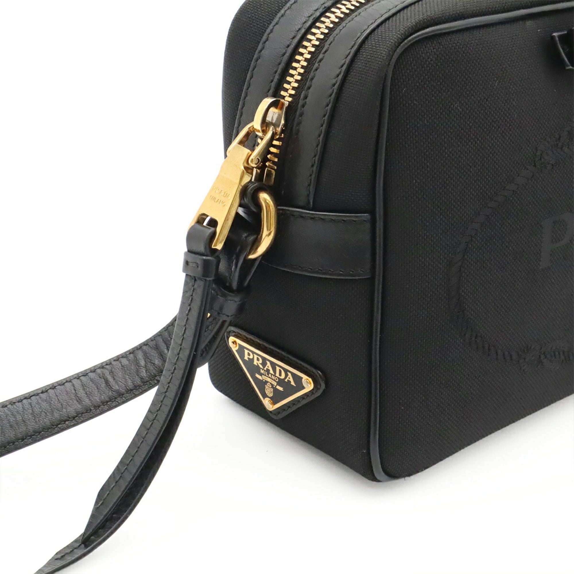 Prada Black Nero Canvas Leather Shoulder Bag (Pre-Owned)