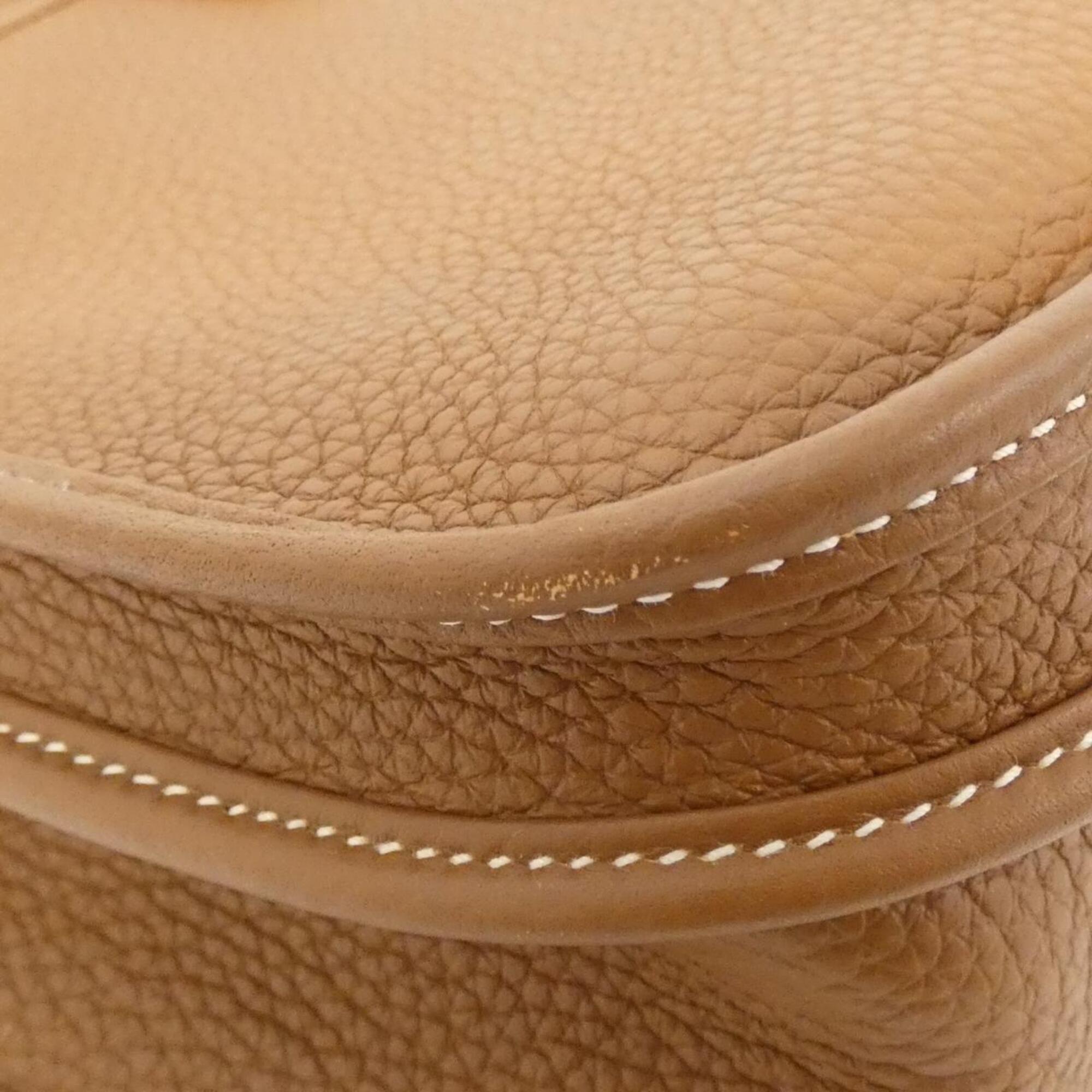 Hermes Brown Gold Brown Taurillon Clemence Leather Shoulder Bag (Pre-Owned)